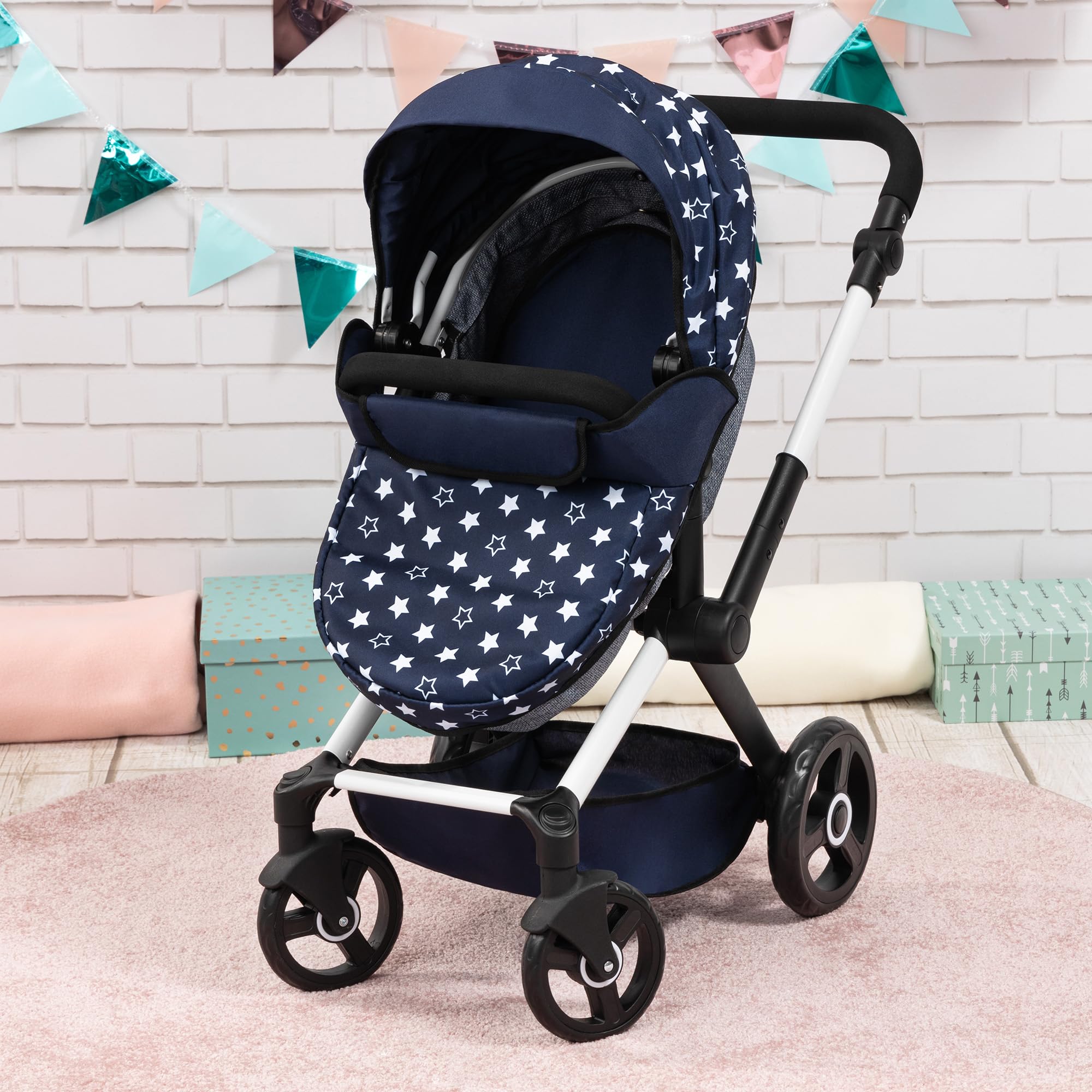 Foto 5 | Cochecito De Muñecas Bayer Design Xeo Con Estrellas Azules Y Blancas, 46 Cm, Más De 3 Años - Venta Internacional.