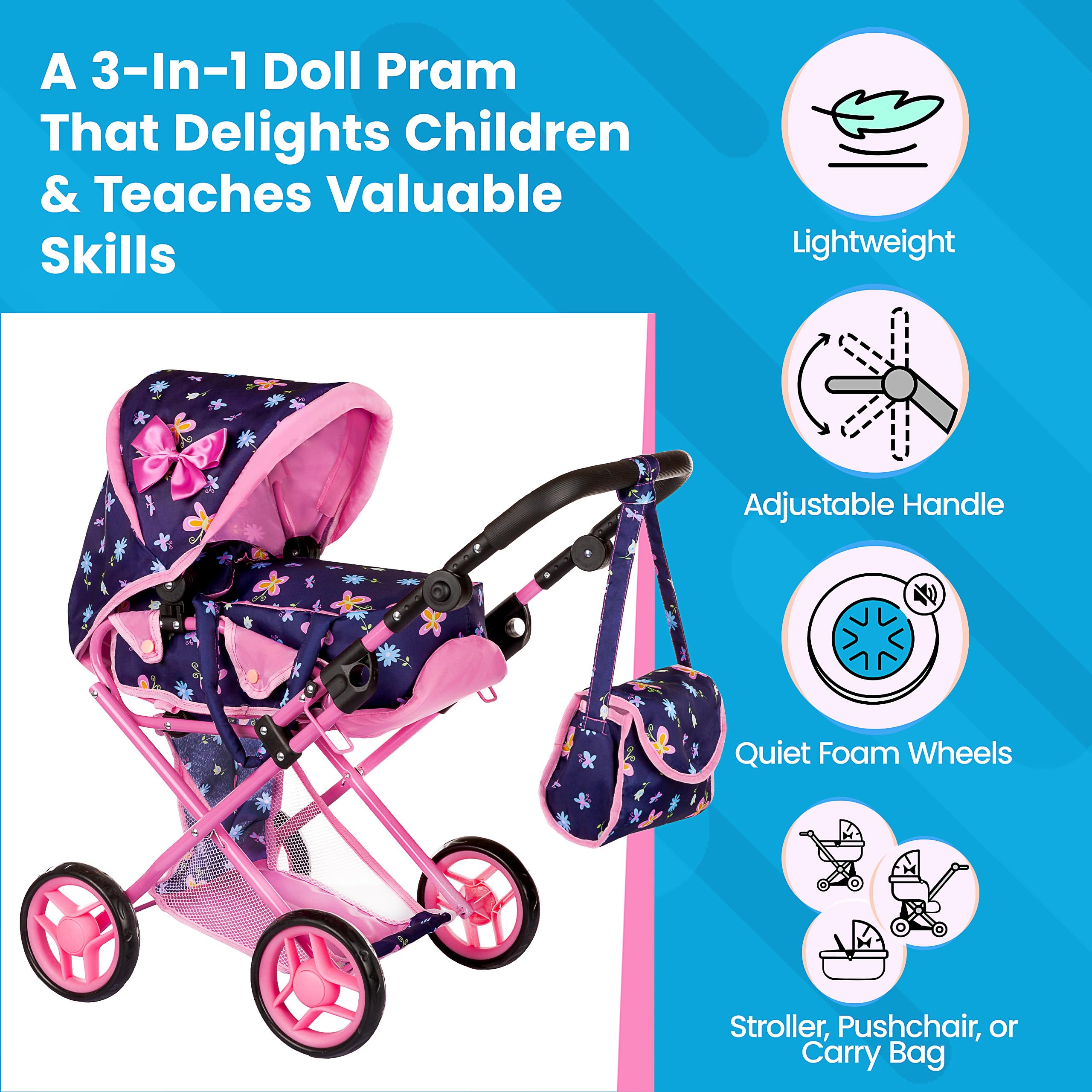 Foto 3 pulgar | Cochecito Baby Doll Kinderplay Kp0200i Con Asa Ajustable - Venta Internacional.