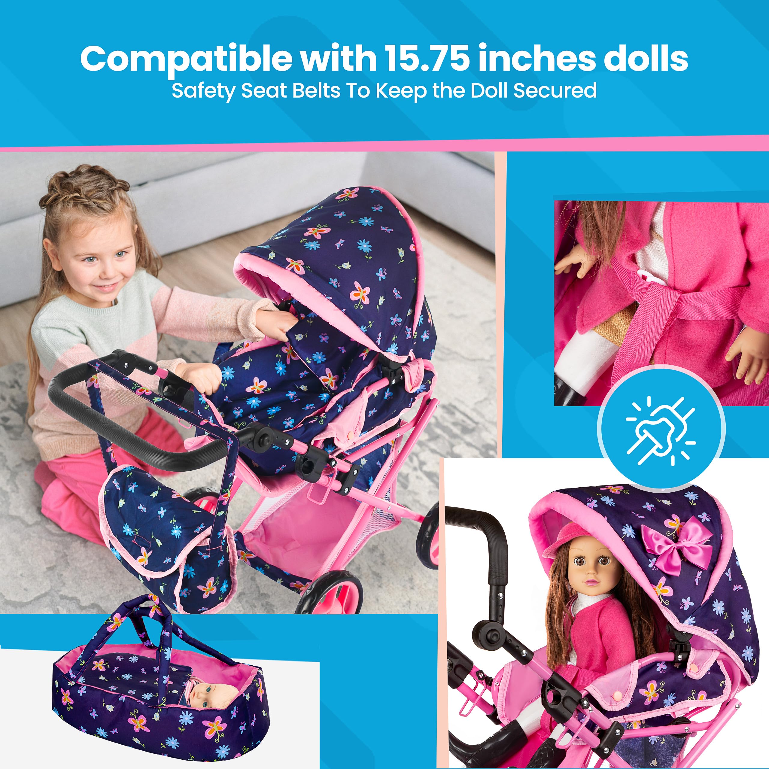 Foto 4 pulgar | Cochecito Baby Doll Kinderplay Kp0200i Con Asa Ajustable - Venta Internacional.