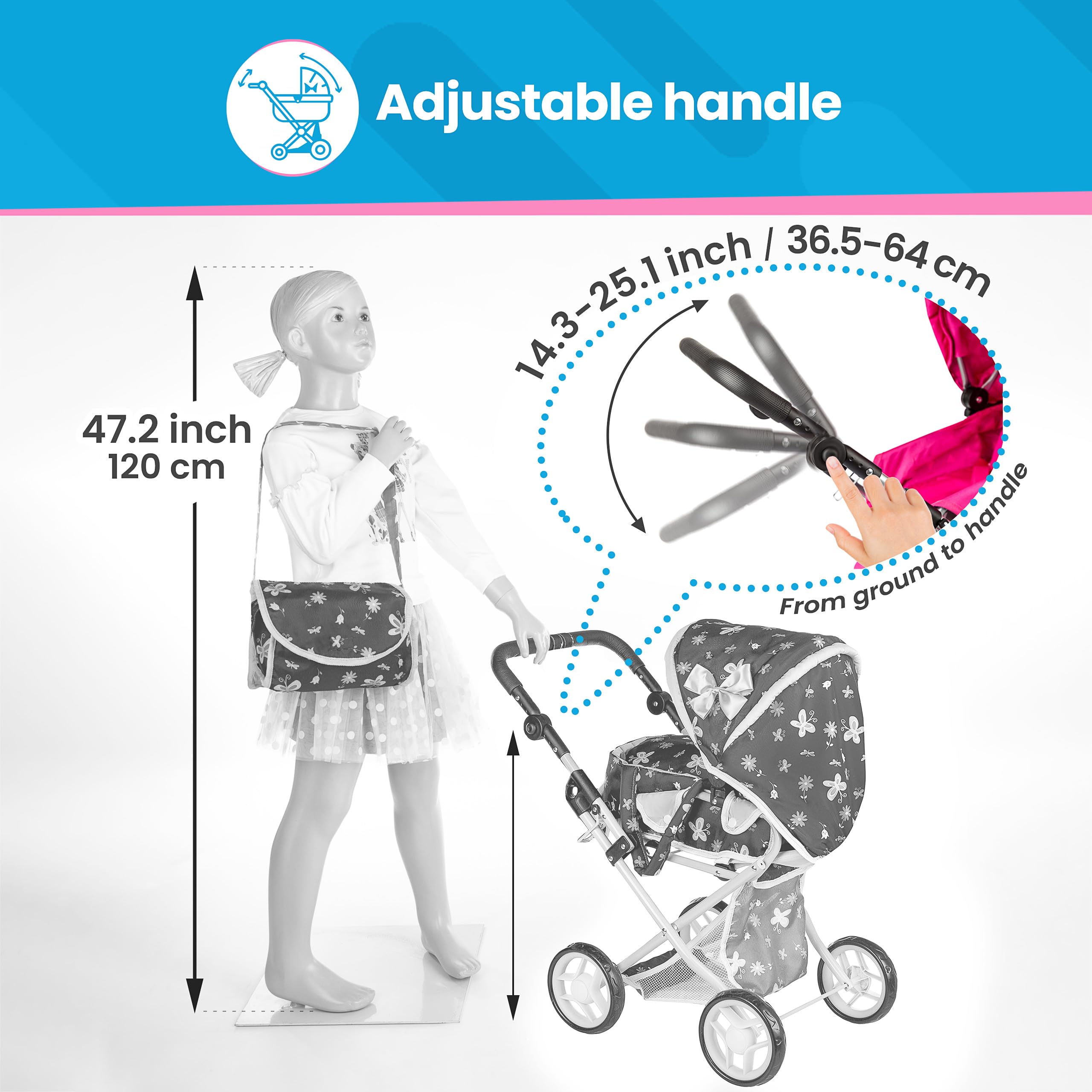 Foto 6 pulgar | Cochecito Baby Doll Kinderplay Kp0200i Con Asa Ajustable - Venta Internacional.