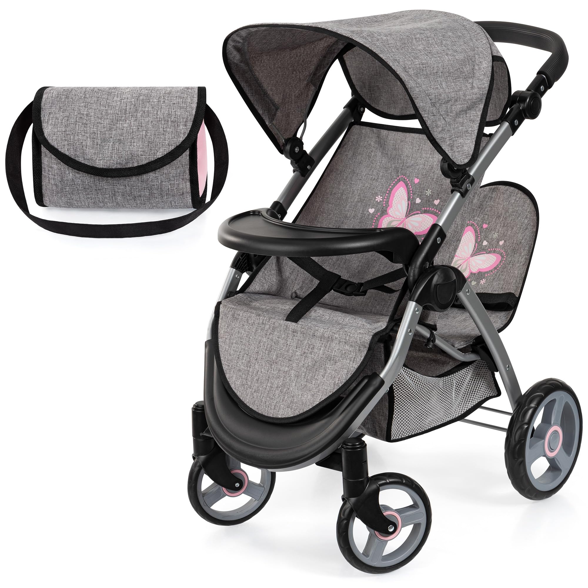 Foto 2 pulgar | Cochecito De Muñecas Bayer Design Twin Star Gris/rosa Para 2 Muñecas - Venta Internacional.