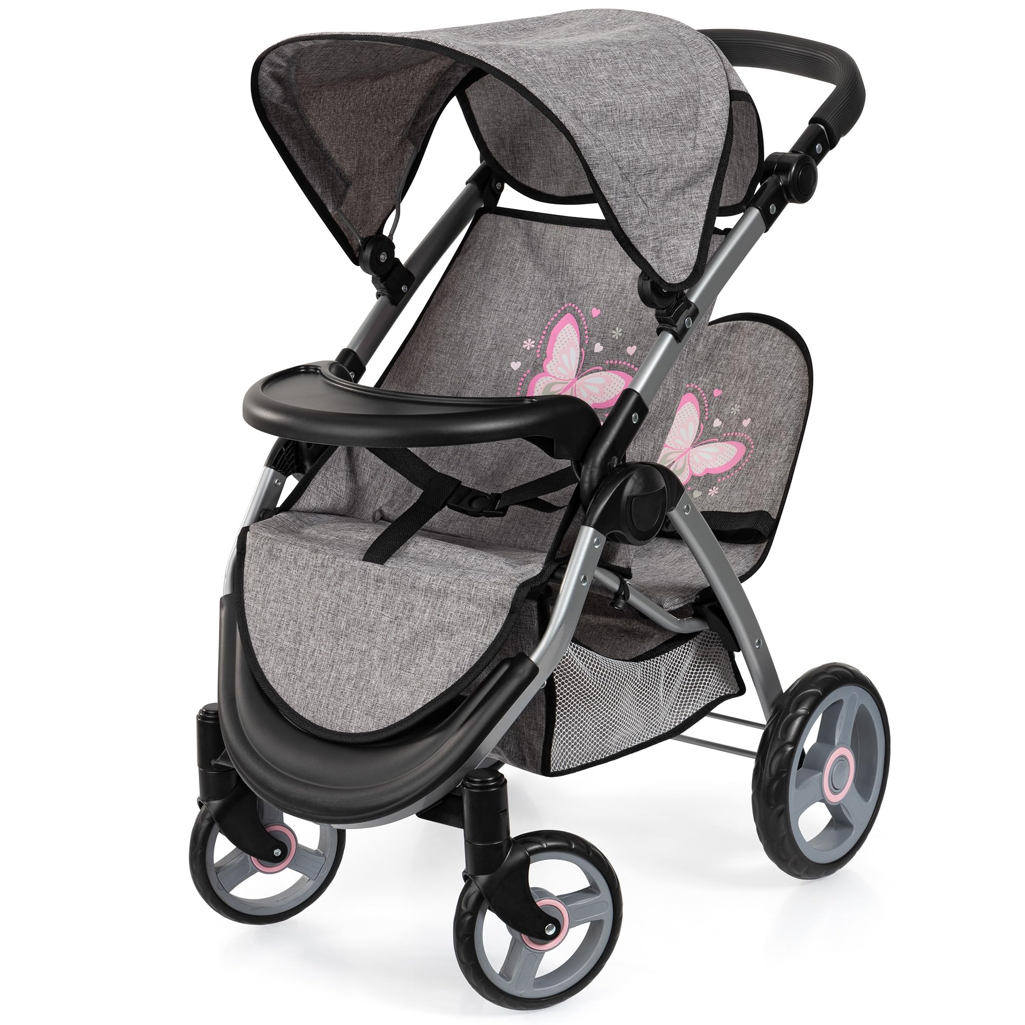 Foto 4 pulgar | Cochecito De Muñecas Bayer Design Twin Star Gris/rosa Para 2 Muñecas - Venta Internacional.