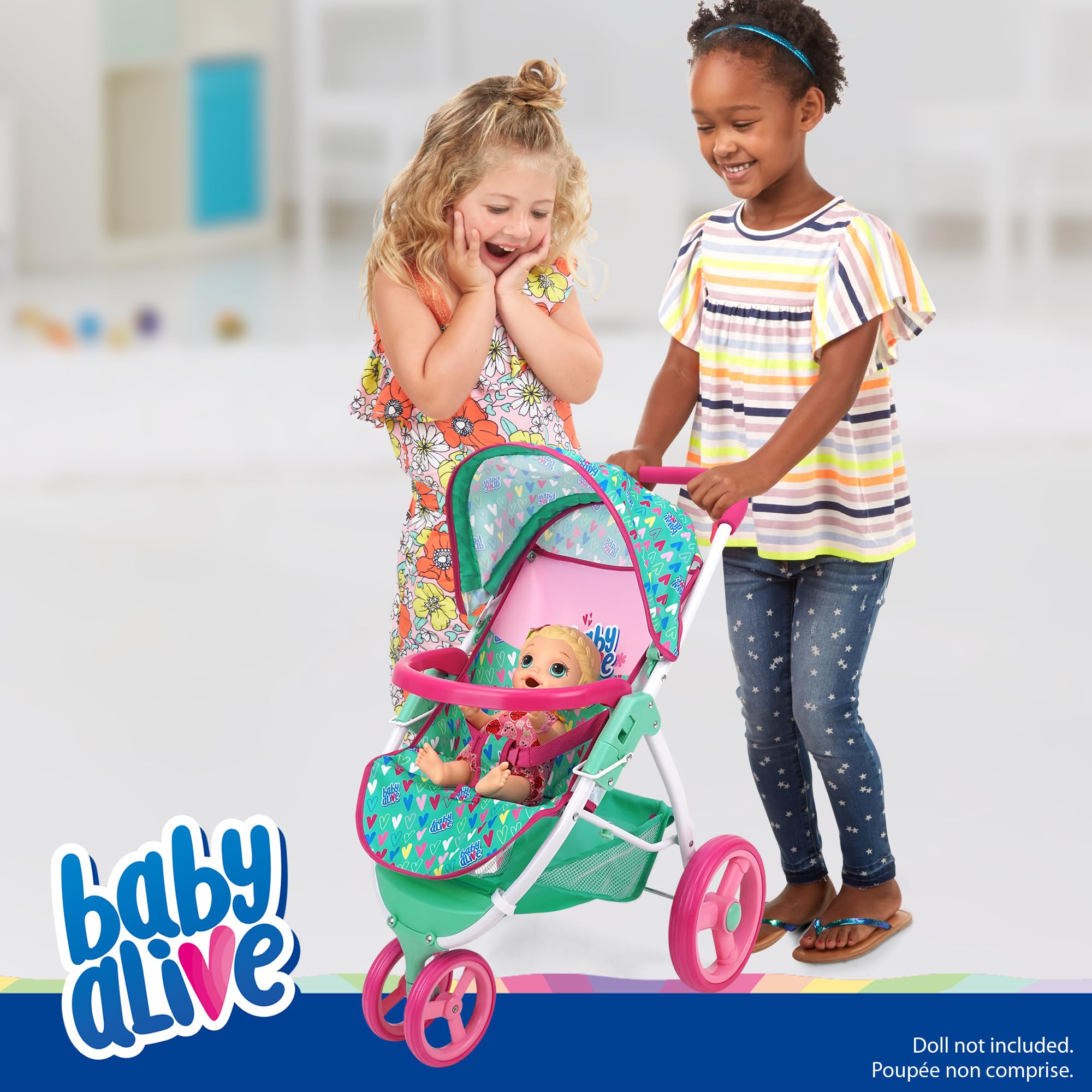 Foto 2 | Cochecito Para Correr Con Forma De Muñeca Baby Alive, Con Corazones Verdes Y Rosas, 60 Cm, 3 O Más - Venta Internacio