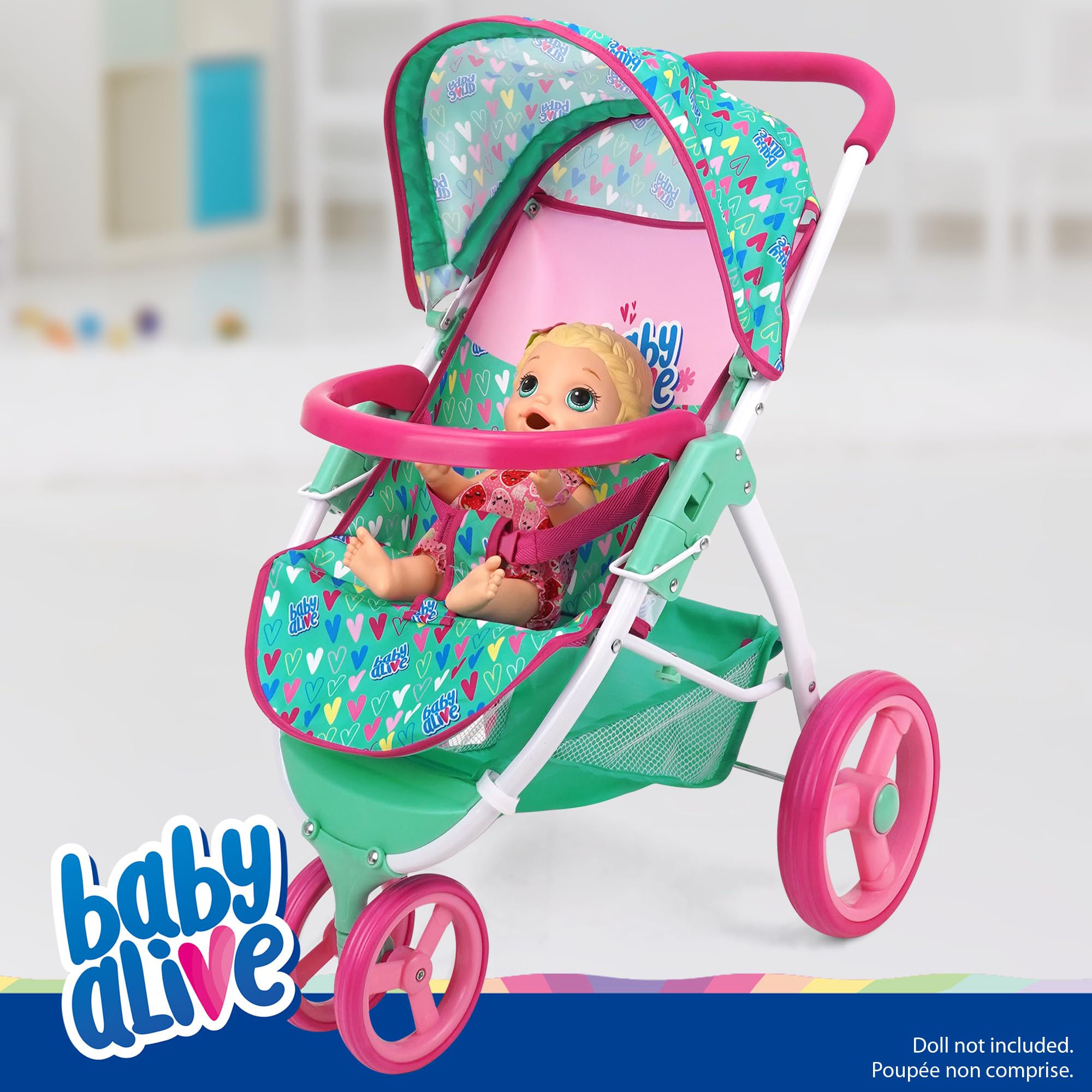 Foto 4 pulgar | Cochecito Para Correr Con Forma De Muñeca Baby Alive, Con Corazones Verdes Y Rosas, 60 Cm, 3 O Más - Venta Internacio