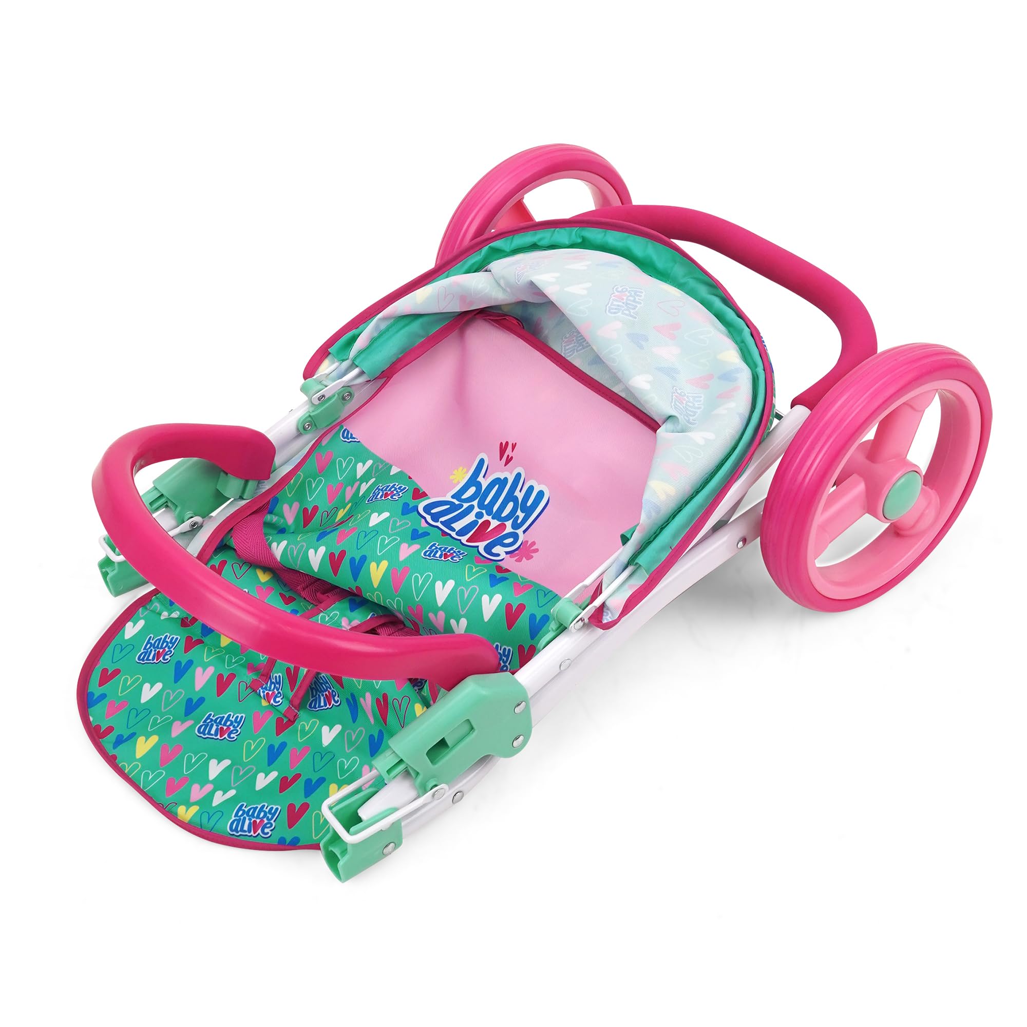 Foto 7 pulgar | Cochecito Para Correr Con Forma De Muñeca Baby Alive, Con Corazones Verdes Y Rosas, 60 Cm, 3 O Más - Venta Internacio