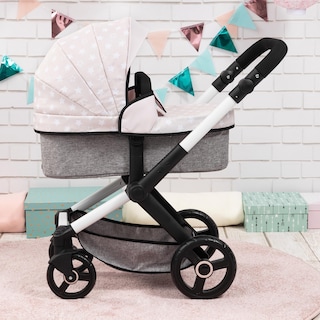 Foto 4 | Cochecito De Muñecas Bayer Design Xeo Con Estrellas Grises Y Blancas Para Muñecas De 18 Pulgadas - Venta Internacional.