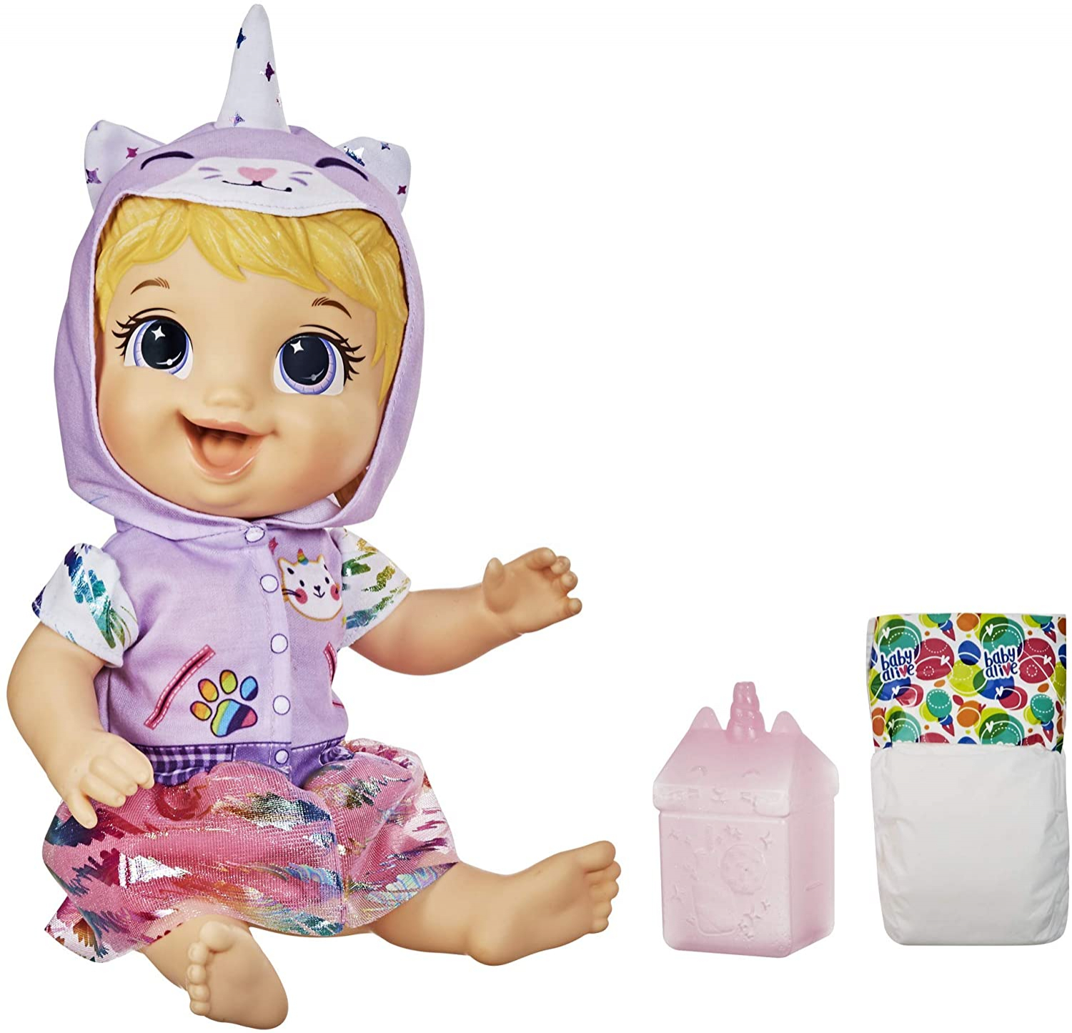 Venta Internacional- Baby Alive Tinycorns Doll, Unicornio, Accesorios, Bebidas, Bebidas, Juguetes De Cabello Rubio Para