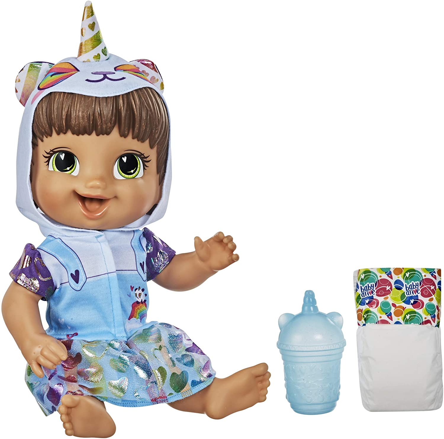 Venta Internacional- Baby Alive Tinycorns Doll, Panda Unicorn, Accesorios, Bebidas