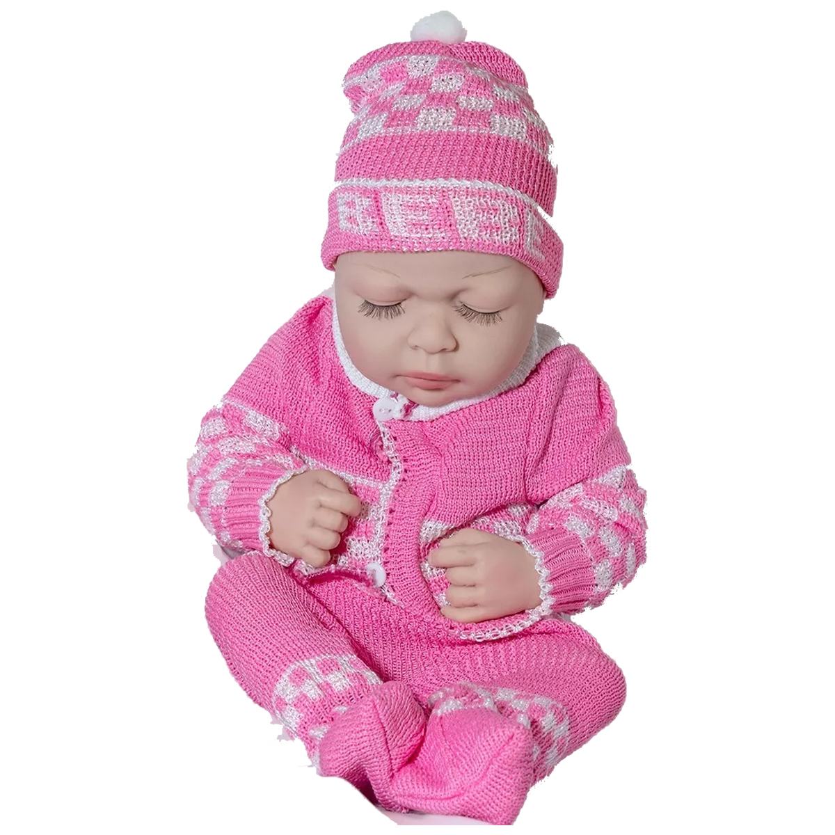 Muñeco Bebé Dormido Rosa 35 cm