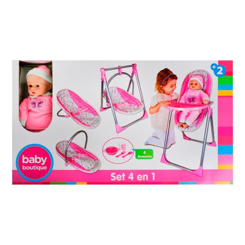 Muñeca Baby Boutique con Carriola 4 en 1