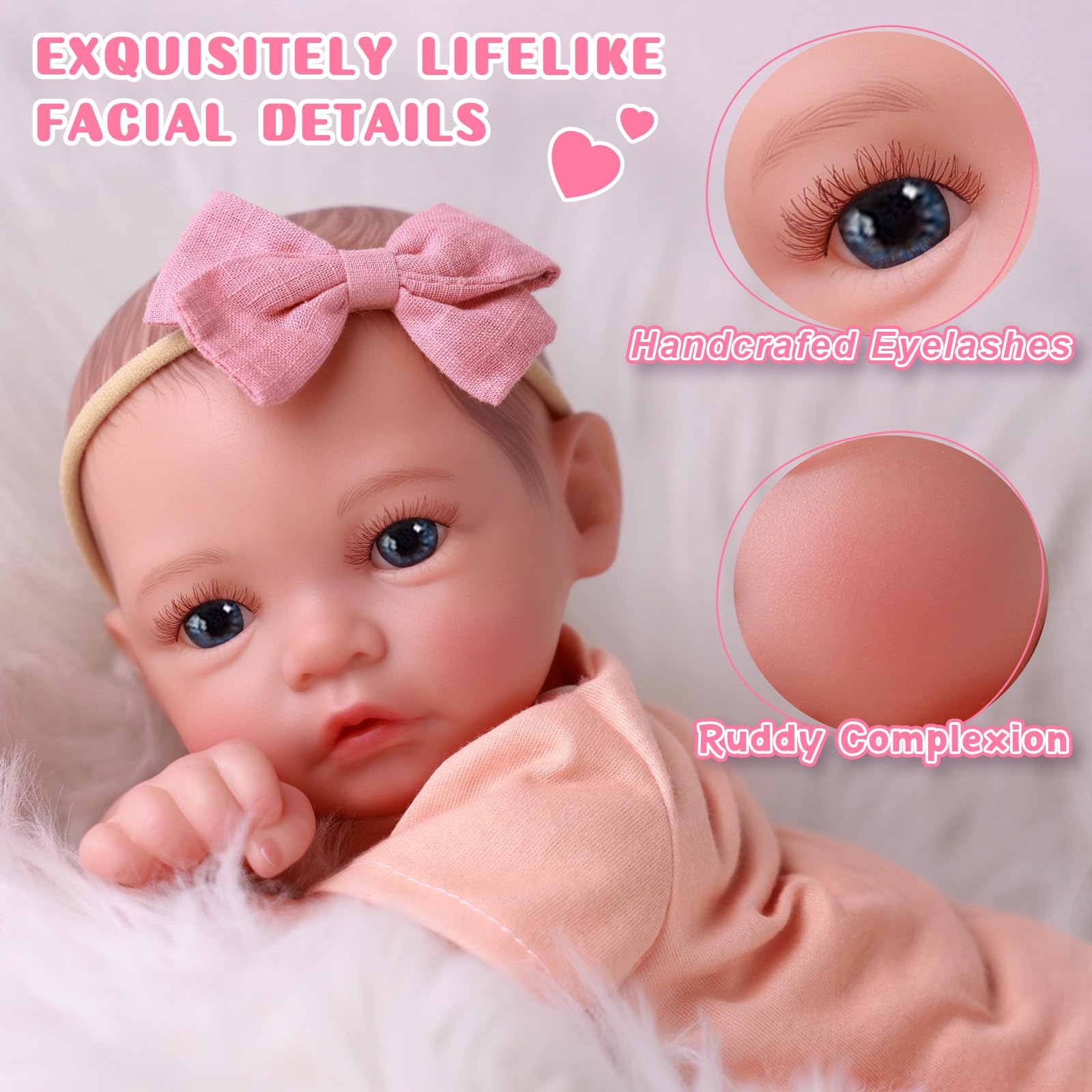 Foto 8 pulgar | Muñeca Reborn Babeside Megan de 43 cm con Accesorios - Venta Internacional