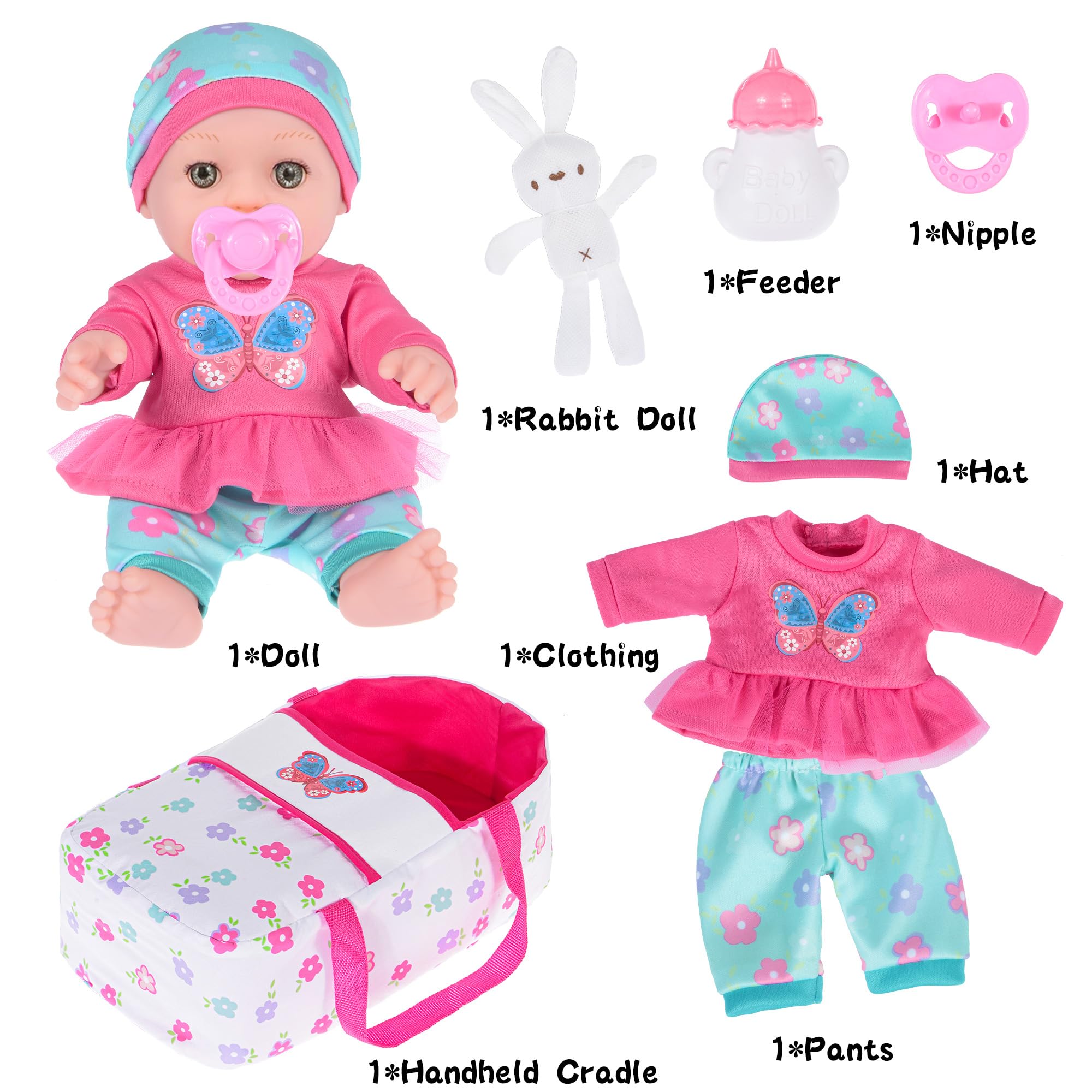 Foto 3 pulgar | Muñeca Ebuddy De 30 Cm Con Ropa, Cesta De Transporte Y Peluche - Venta Internacional.