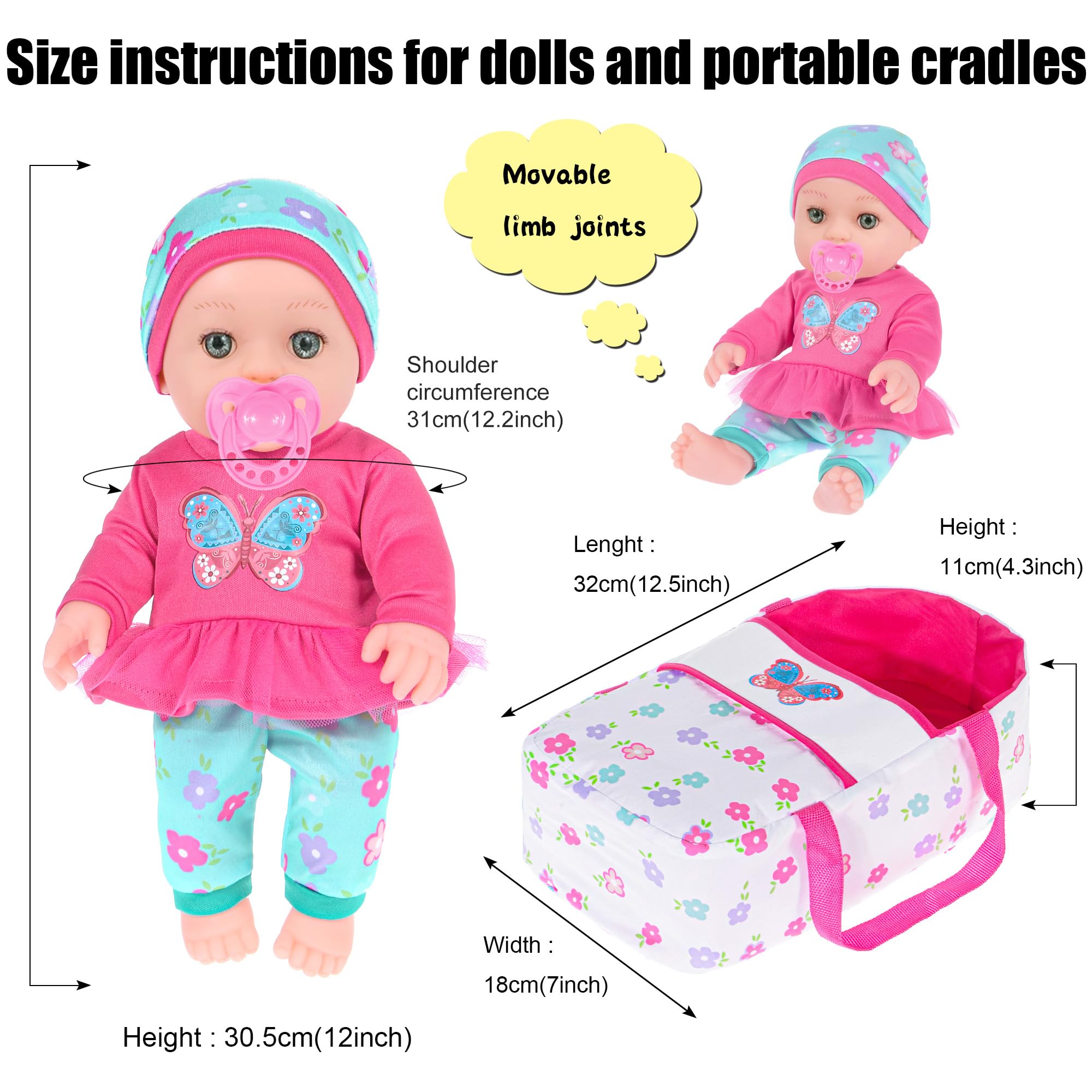 Foto 4 pulgar | Muñeca Ebuddy De 30 Cm Con Ropa, Cesta De Transporte Y Peluche - Venta Internacional.