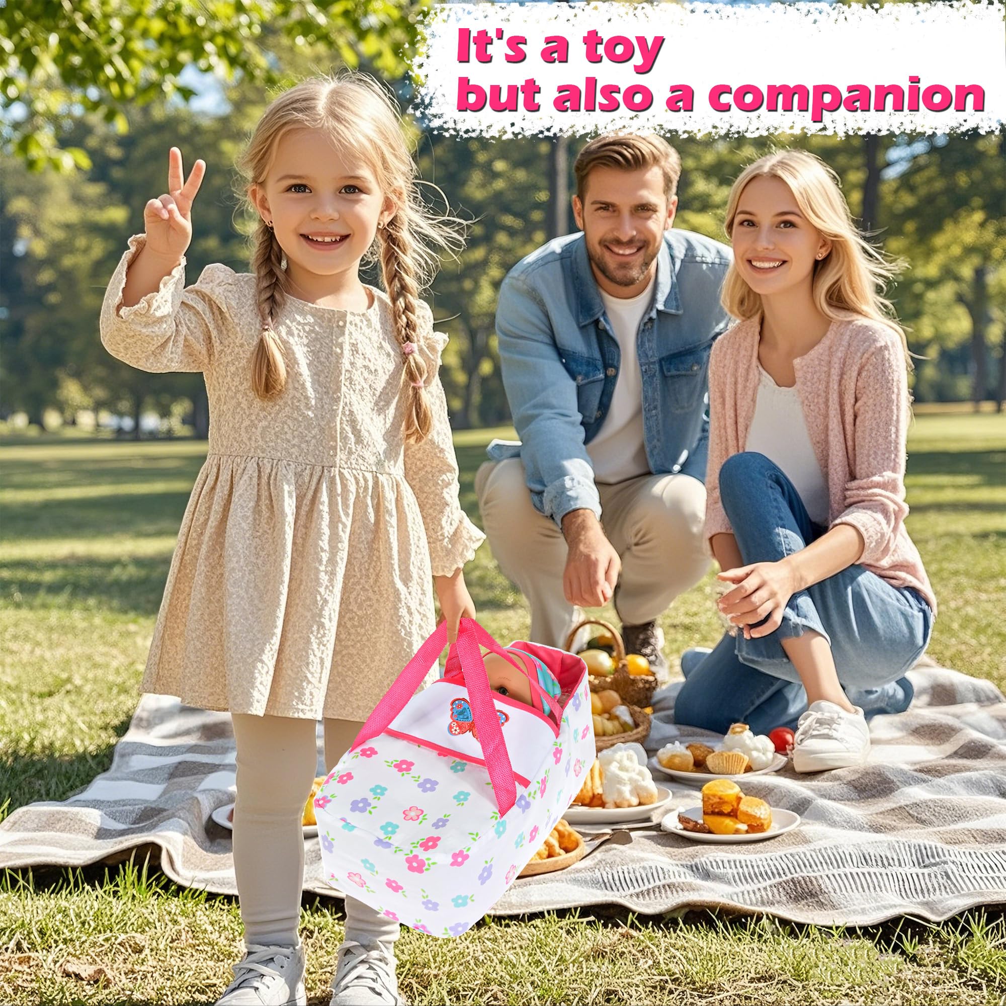 Foto 6 | Muñeca Ebuddy De 30 Cm Con Ropa, Cesta De Transporte Y Peluche - Venta Internacional.