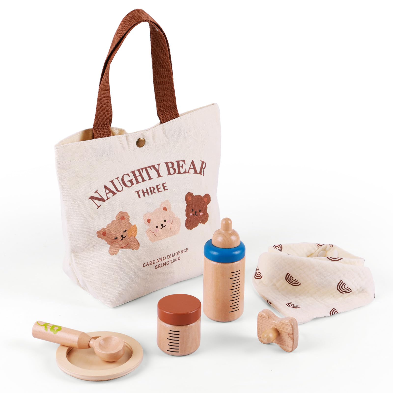 Foto 1 | Set de Juego de Madera Baby Doll Babeside Reborn 7 Piezas - Venta Internacional
