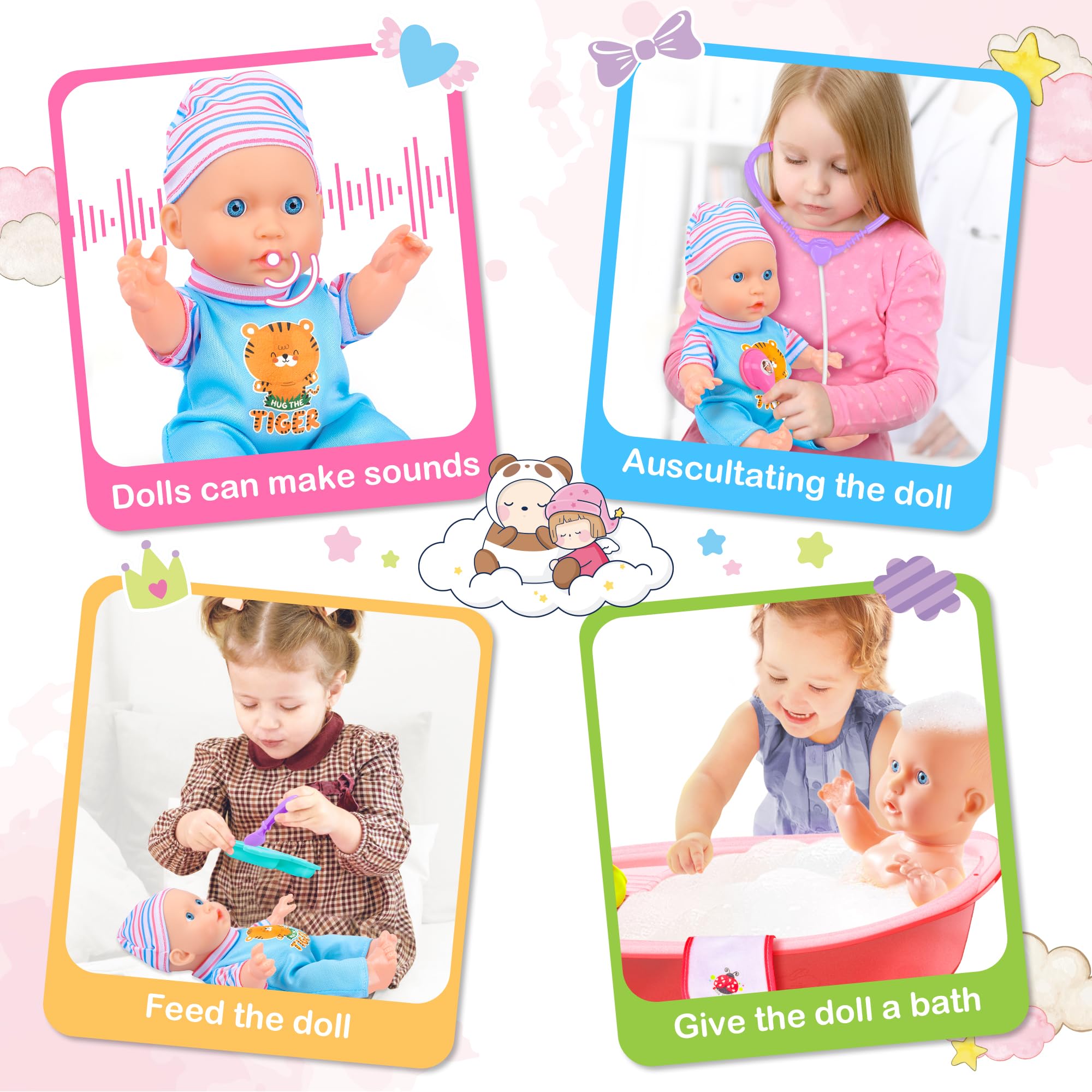 Foto 4 pulgar | Muñeco Bebé Proou con Set de Baño y Kit Médico 30 Piezas - Venta Internacional