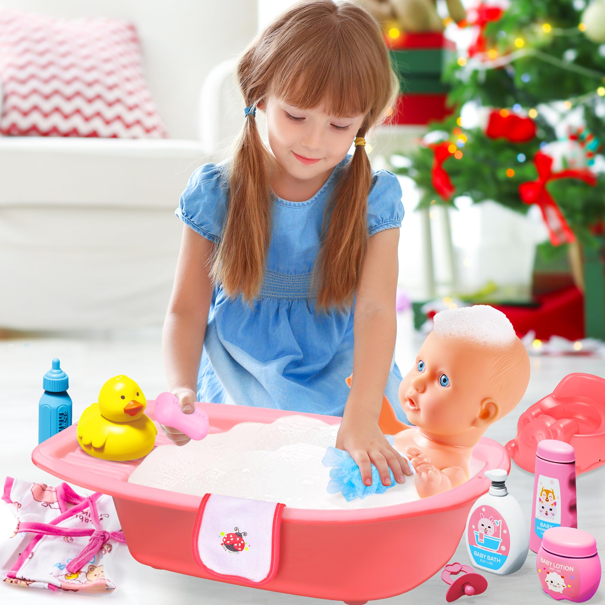 Foto 7 pulgar | Muñeco Bebé Proou con Set de Baño y Kit Médico 30 Piezas - Venta Internacional