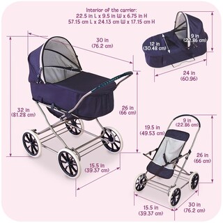 Foto 5 | Cesta Para Cochecito Y Portabebés Toy Doll, Color Azul Marino Y Blanco - Venta Internacional.