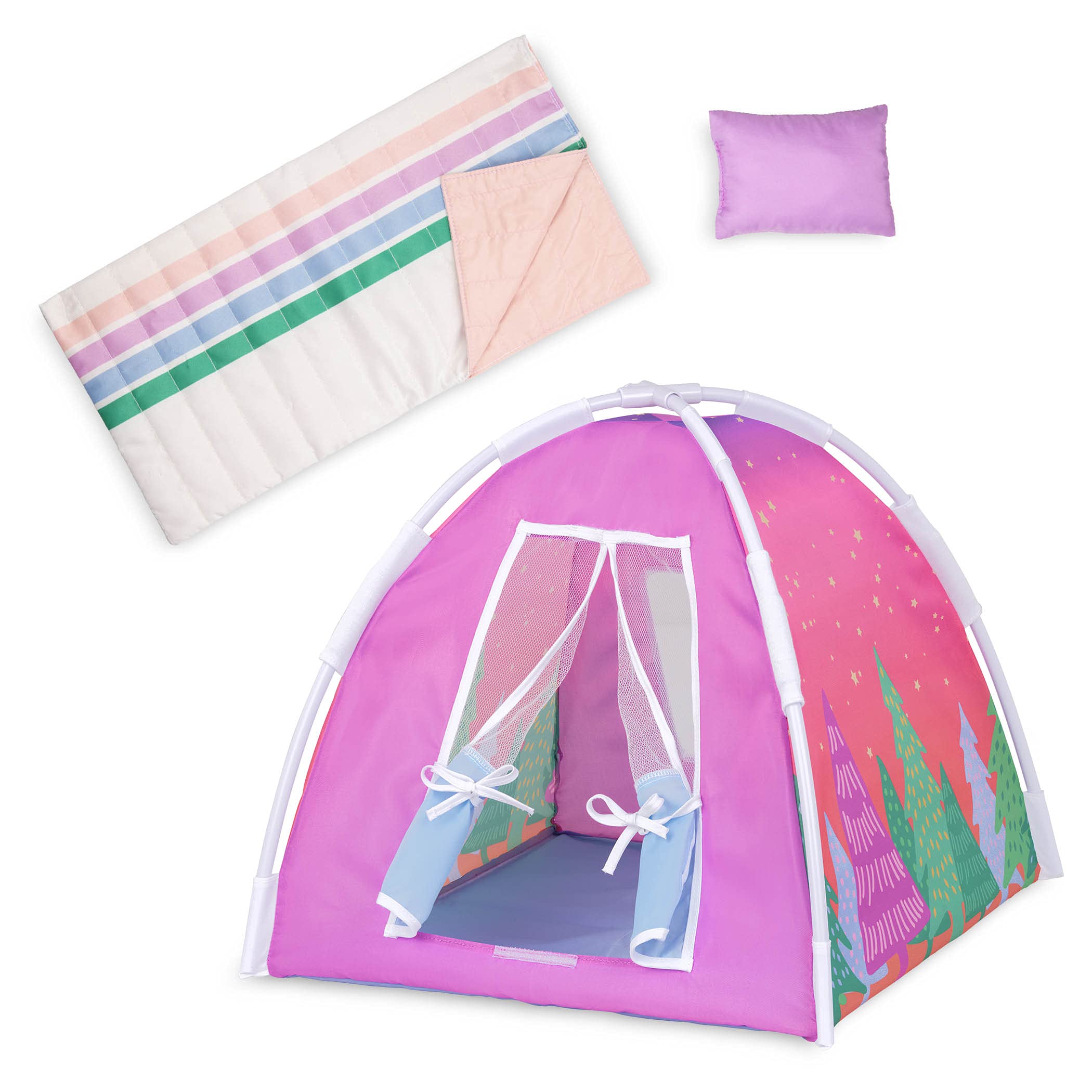 Foto 2 pulgar | Set De Camping Con Purpurina Para Niñas, Colorida Tienda De Campaña Y Saco De Dormir - Venta Internacional.