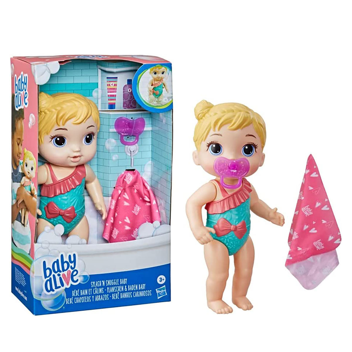 Foto 2 pulgar | Baby Alive Chapoteo Y Abrazos, Traje De Baño Azul