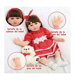 Foto 3 | Muñeca Niña Con Cabello Largo 60 Cm Color Rojo