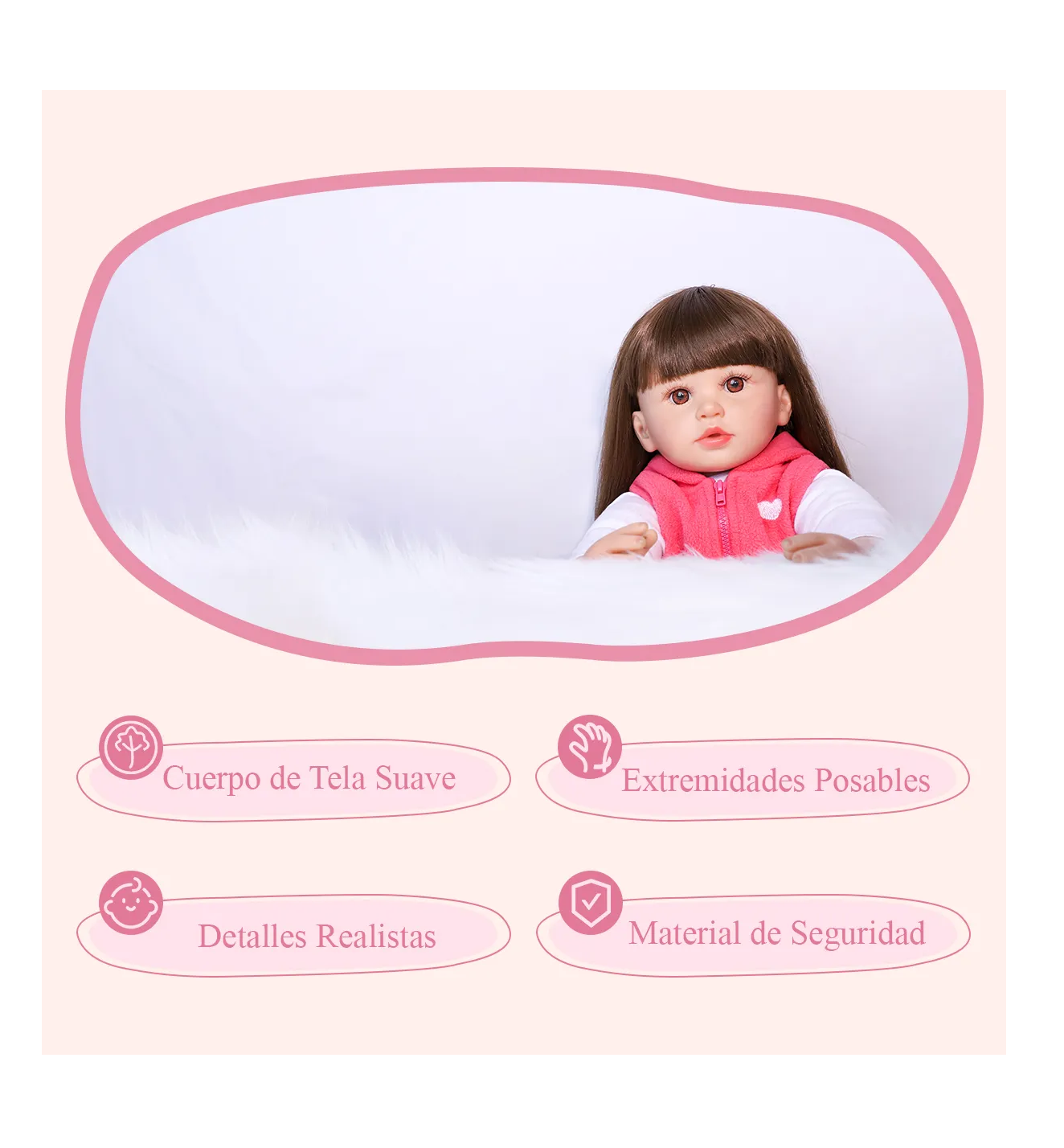 Foto 4 pulgar | Muñeca De Bebé Niña 60 Cm