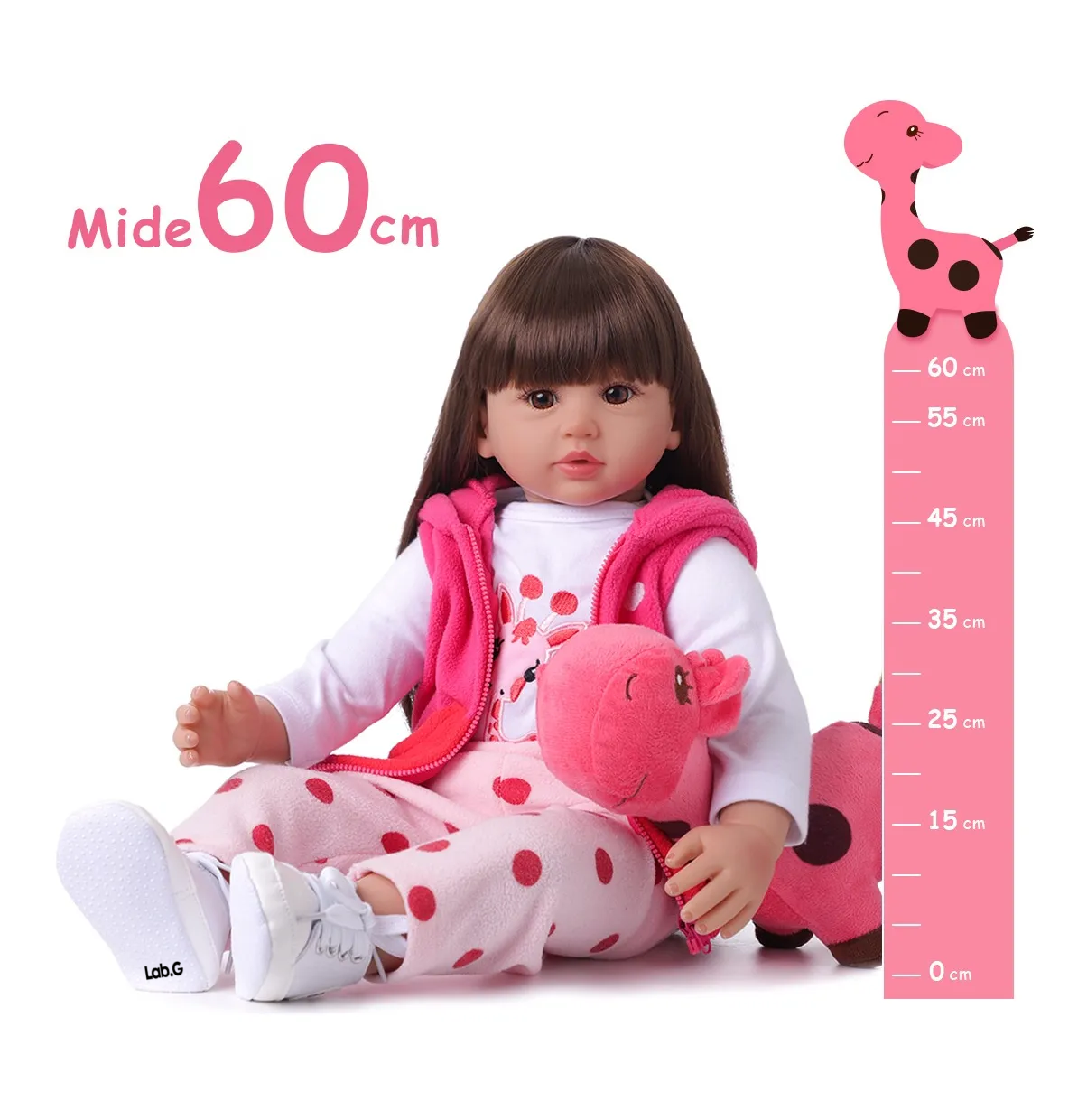 Foto 6 pulgar | Muñeca De Bebé Niña 60 Cm