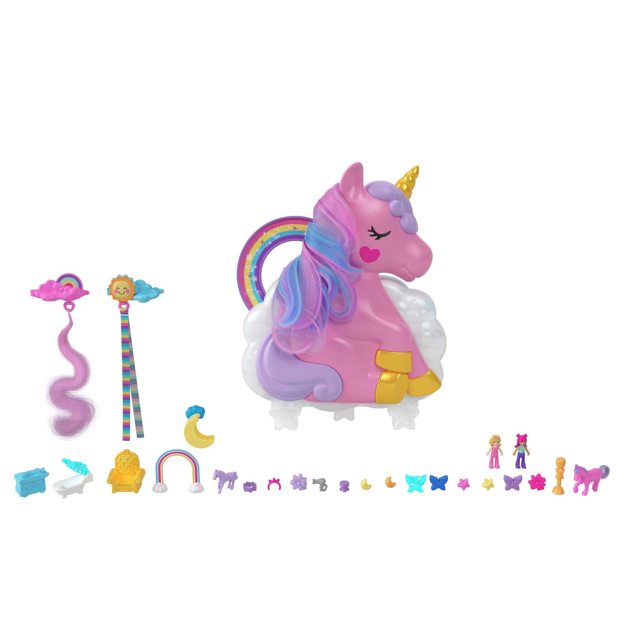 Venta Internacional-Polly Pocket Unicornio Arcoíris con Accesorios