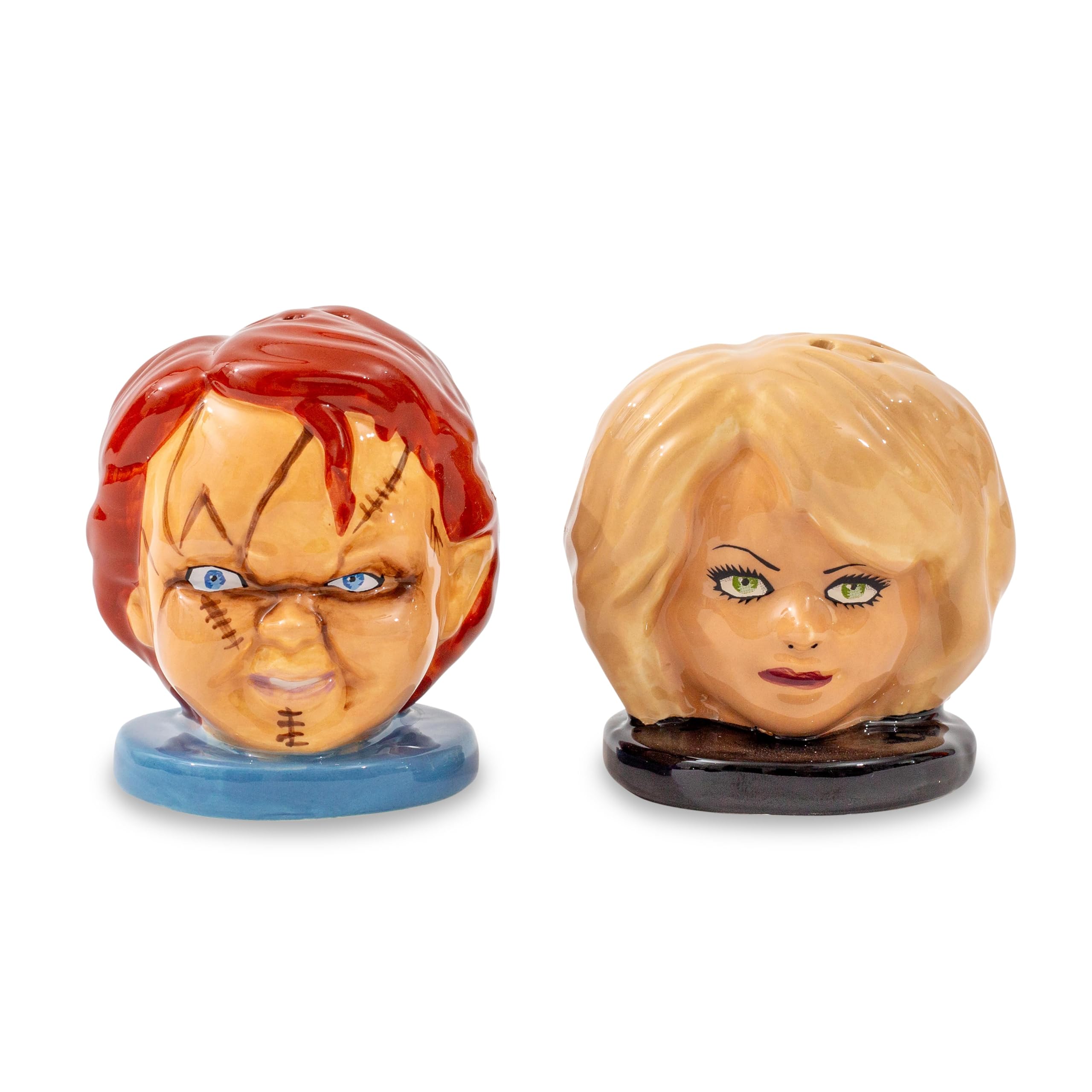Salero Y Pimentero Silver Buffalo Child's Play, Cerámica Chucky And Tiffany, Juego De 2 - Venta Internacional.