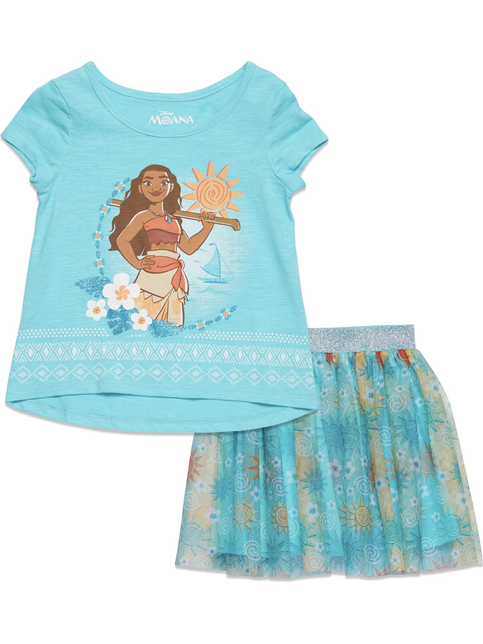 Foto 2 pulgar | Conjunto De Ropa: Camiseta Y Falda Disney Princess Moana Para Niñas 4t - Venta Internacional.