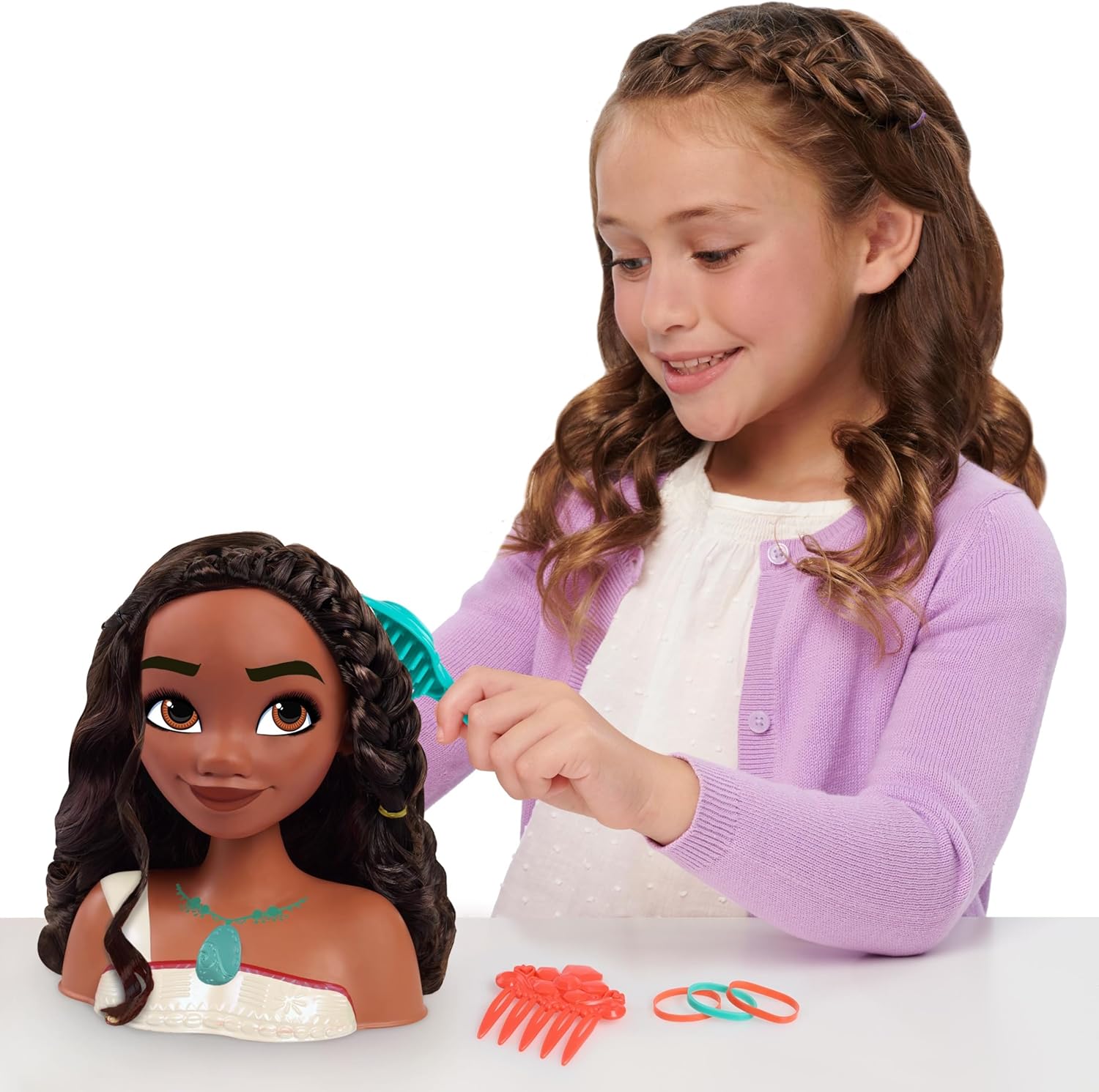 Foto 2 | Figura Colección Cabeza Peinados De La Princesa Moana 2 De Disney Pelo Castaño Juego De Simulación