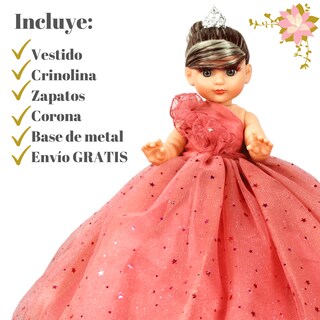 Foto 3 | Muñeca Quinceañera Recuerdo 15 Años Coral Peinada 33 Cm