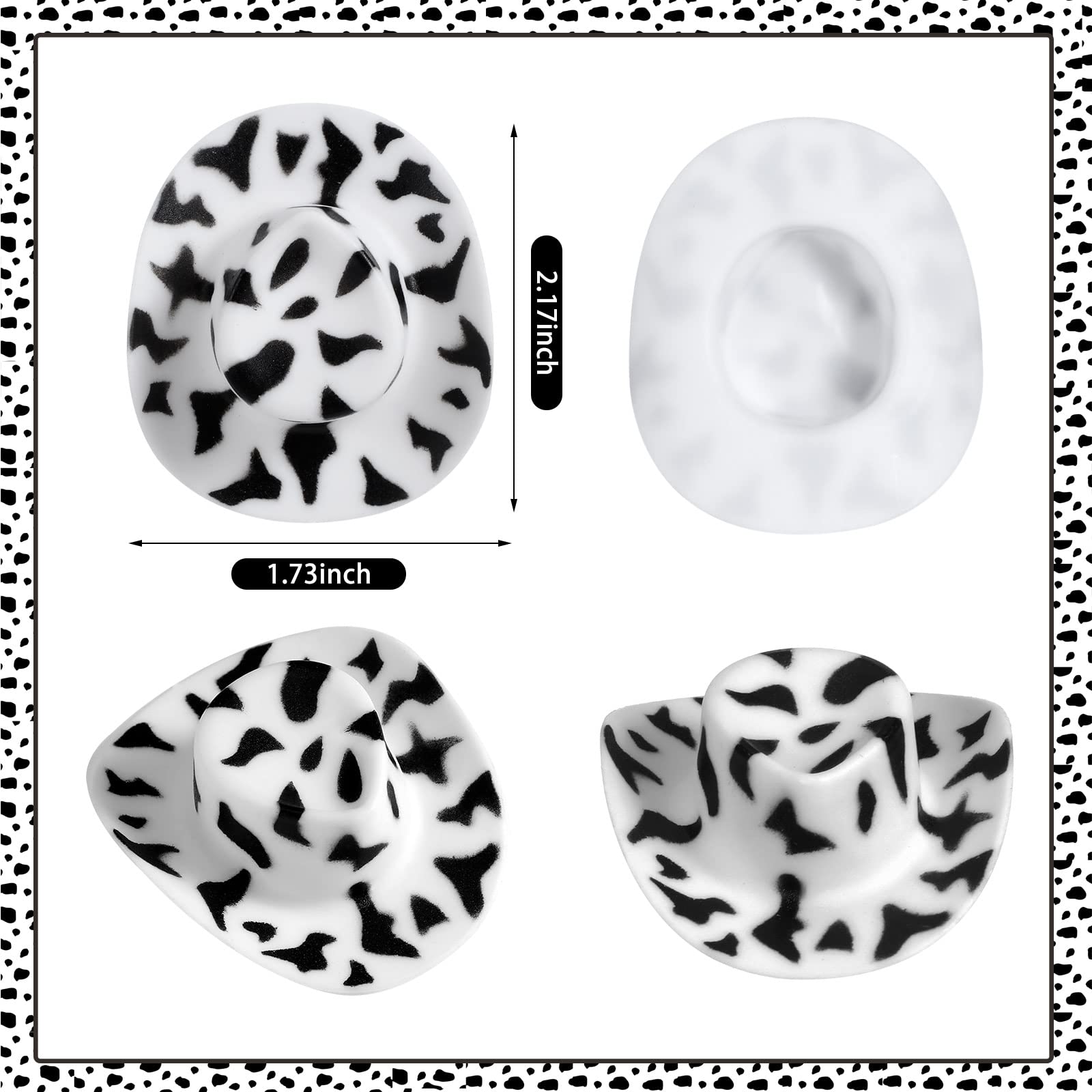 Foto 3 pulgar | Sombreros Pequeños De Vaquero De Plástico Con Estampado De Vaca Charniol, 24 Unidades - Venta Internacional.