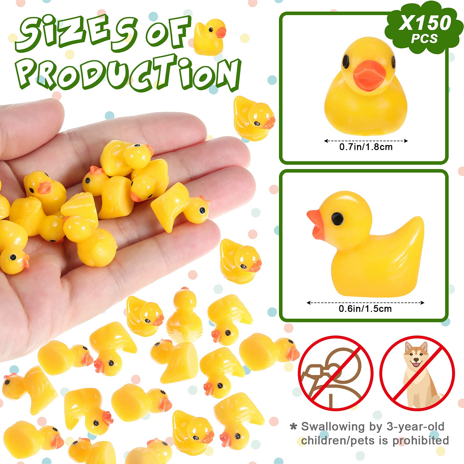 Foto 2 | Mini Patos De Resina Chalyna, 150 Unidades, Amarillos, Para Manualidades - Venta Internacional.