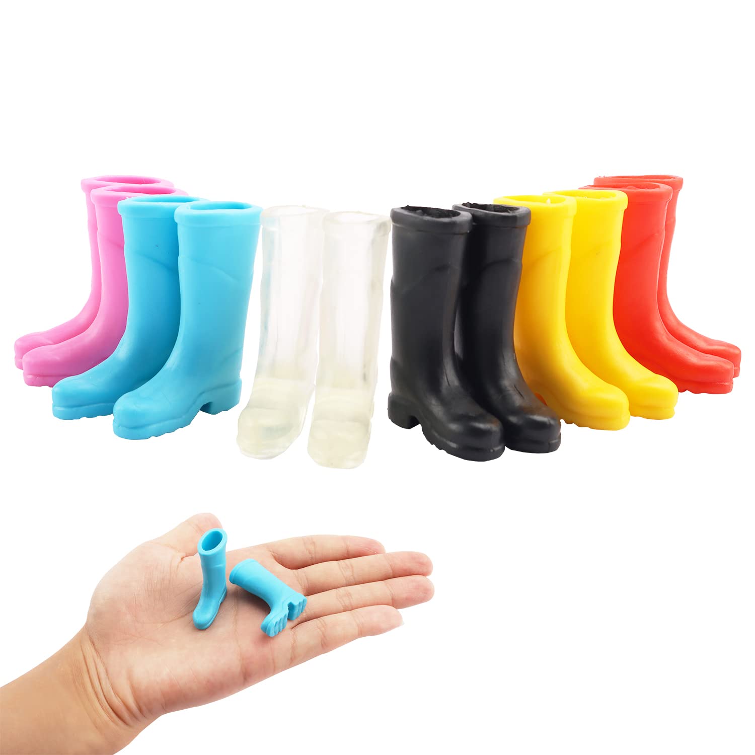 Foto 2 pulgar | Set De 6 Botas De Lluvia En Miniatura Multicolores Para Decoración A Escala 1:12 - Venta Internacional.