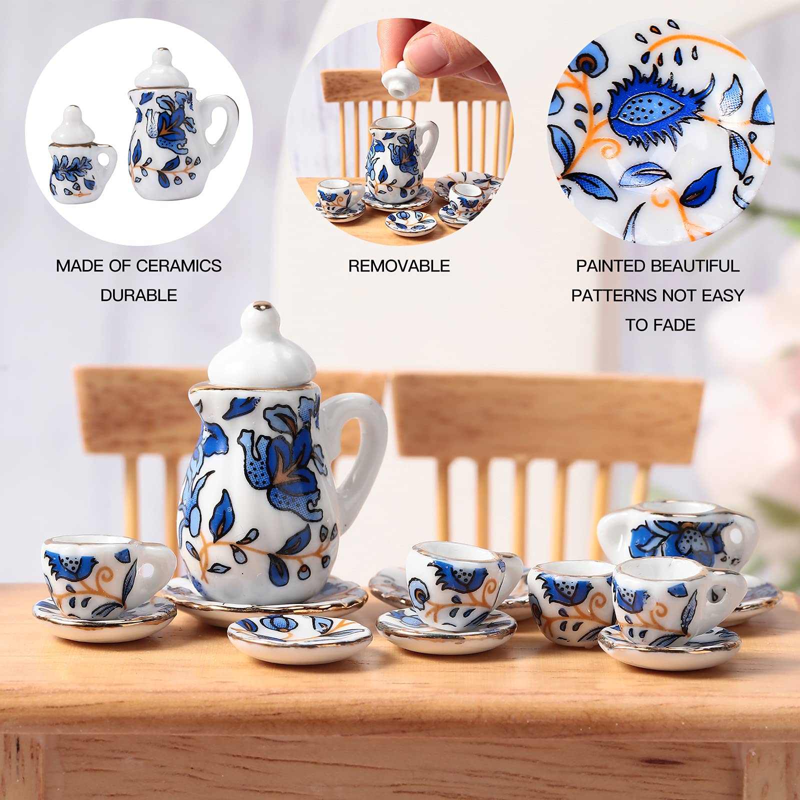 Foto 5 pulgar | Juego De Tazas De Té De Porcelana En Miniatura Dollhouse Geiserailie 1:12 - Venta Internacional.