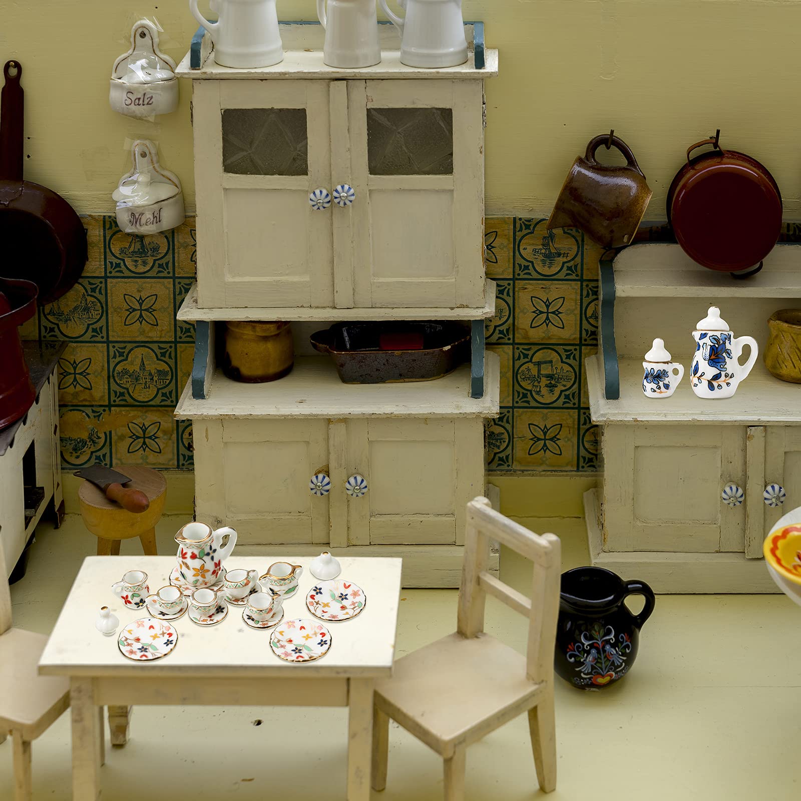 Foto 7 | Juego De Tazas De Té De Porcelana En Miniatura Dollhouse Geiserailie 1:12 - Venta Internacional.