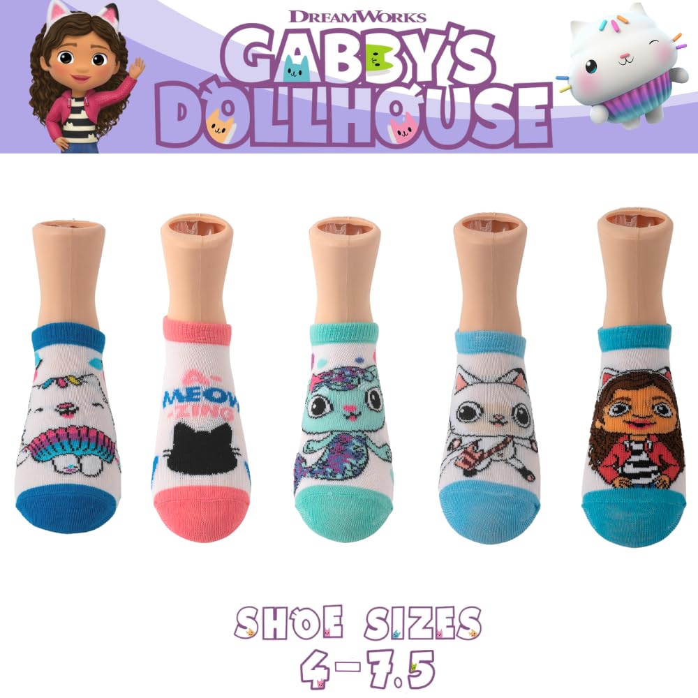 Foto 5 pulgar | Set De Calcetines Gabby's Dollhouse Para Niñas Pequeñas, 5 Pares, 4-7.5 - Venta Internacional.