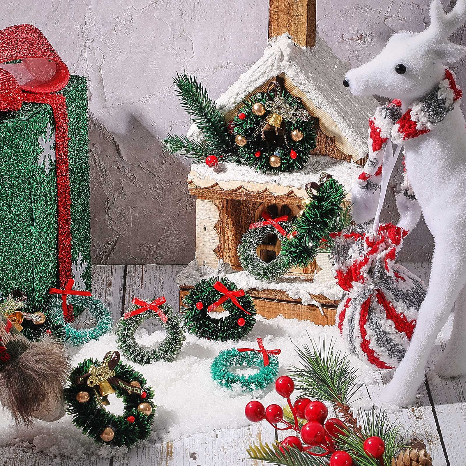 Foto 4 pulgar | Corona Navideña En Miniatura Con Forma De Casa De Muñecas, 18 Unidades, Farmhouse Christmas - Venta Internacional.