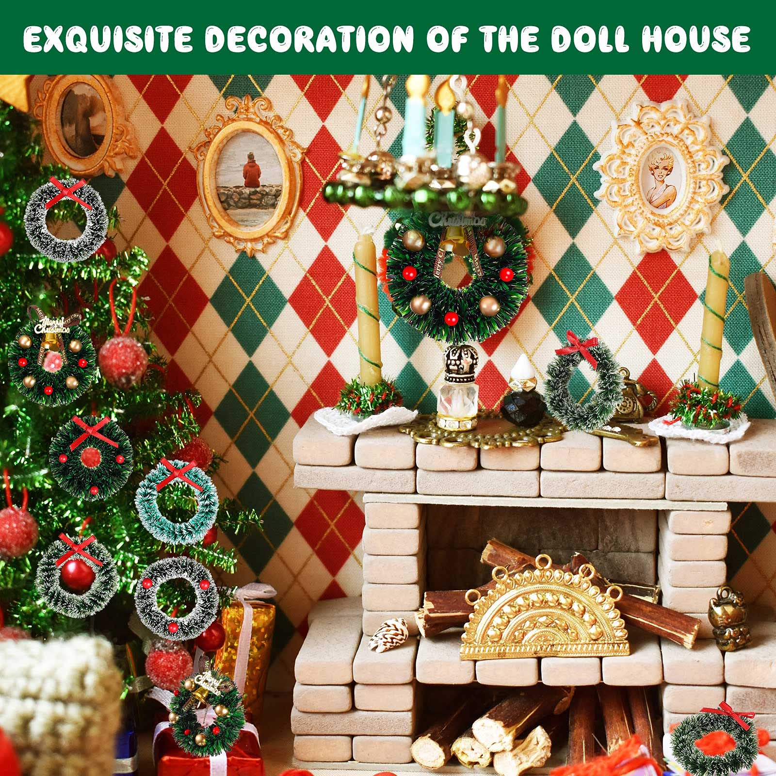 Foto 6 | Corona Navideña En Miniatura Con Forma De Casa De Muñecas, 18 Unidades, Farmhouse Christmas - Venta Internacional.