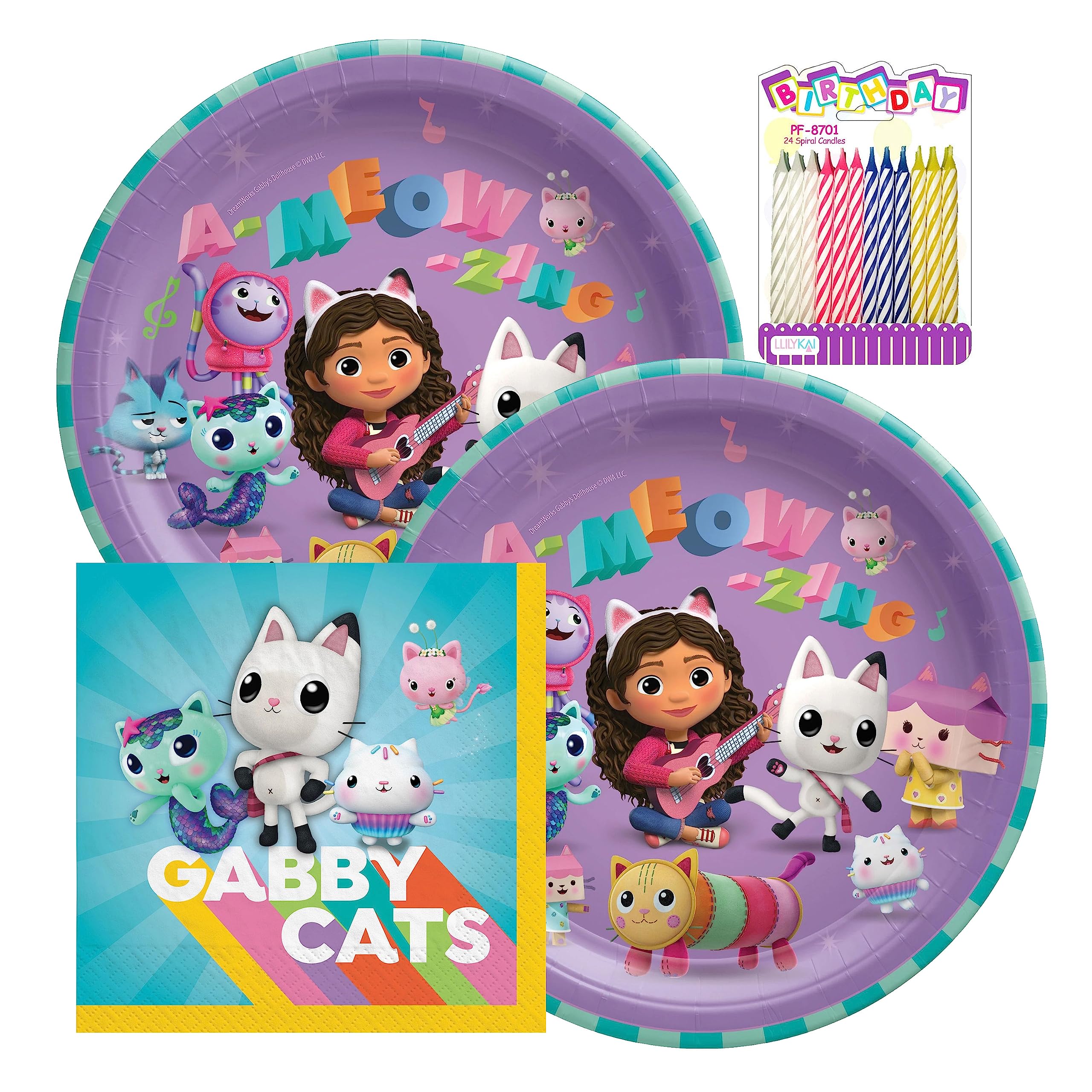 Platos Y Servilletas Gabby's Dollhouse De Party Supplies, 16 Unidades - Venta Internacional.