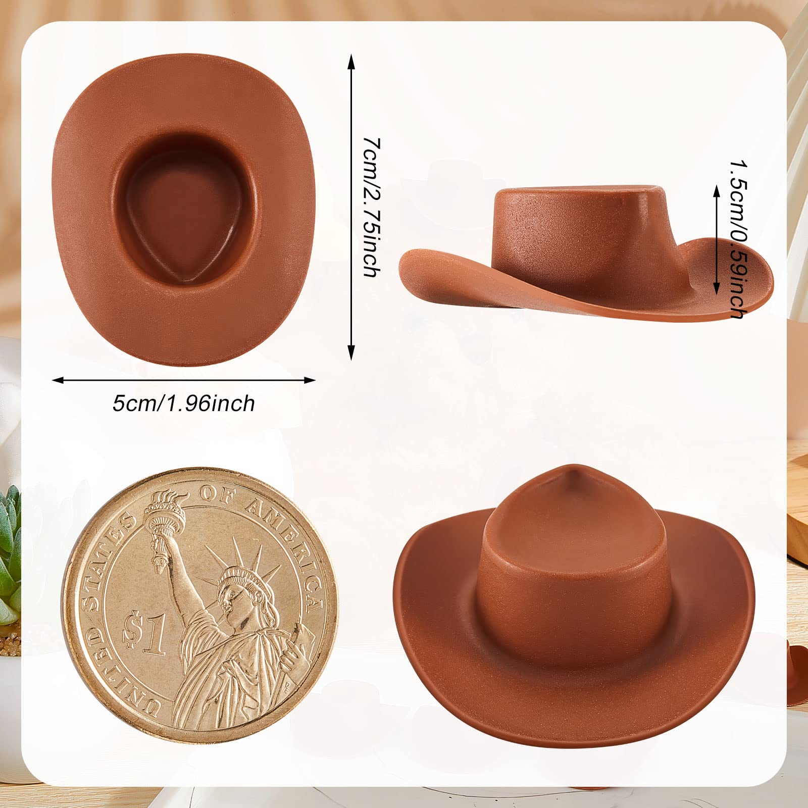 Foto 2 | Minisombrero De Vaquero Zhanmai Para Manualidades, 40 Piezas, Plástico Marrón - Venta Internacional.