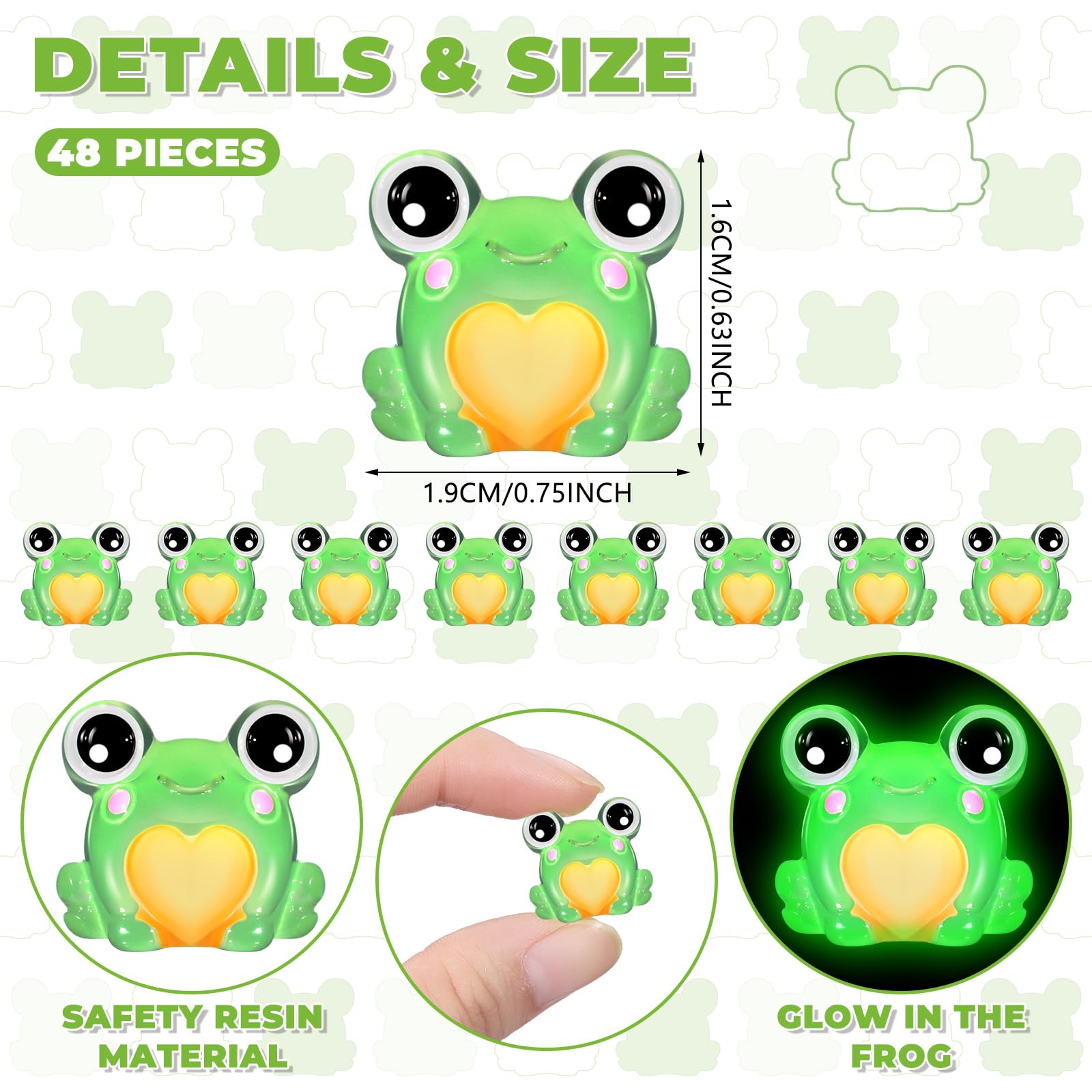 Foto 4 pulgar | Mini Ranas De Resina Con Forma De Happy Luminous Que Brillan En La Oscuridad, 48 Unidades - Venta Internacional.