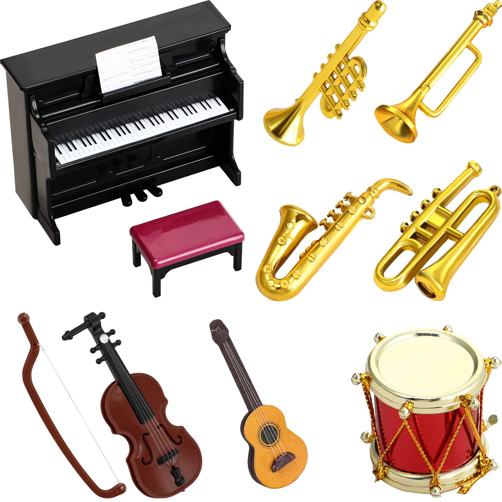 Foto 2 pulgar | Set De Instrumentos Musicales En Miniatura Skylety Para Dollhouse 1:12 - Venta Internacional.