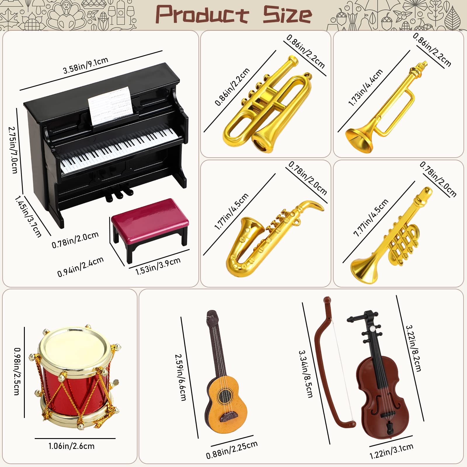 Foto 3 pulgar | Set De Instrumentos Musicales En Miniatura Skylety Para Dollhouse 1:12 - Venta Internacional.