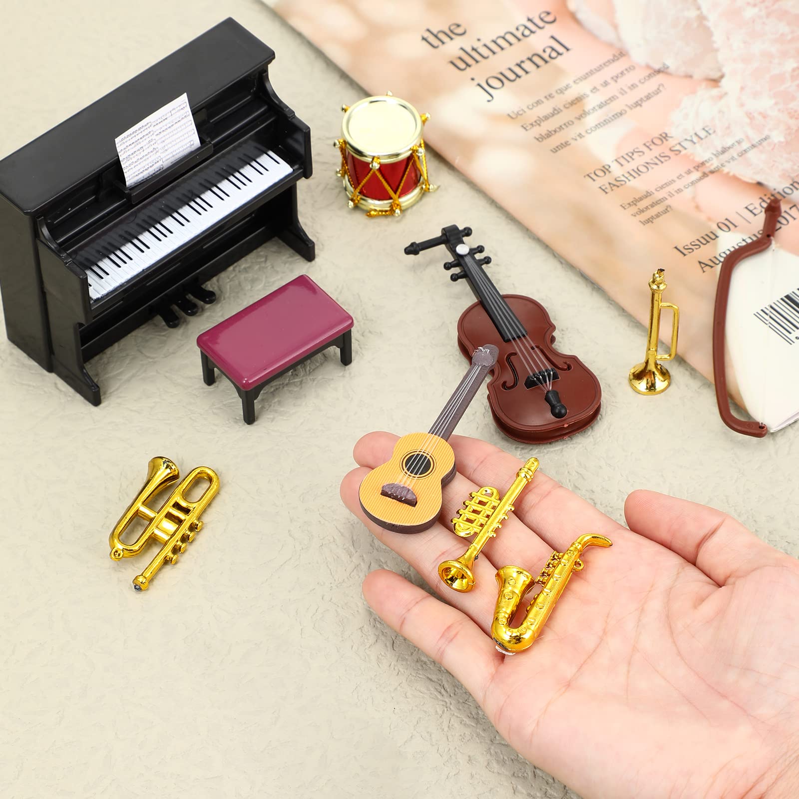 Foto 5 pulgar | Set De Instrumentos Musicales En Miniatura Skylety Para Dollhouse 1:12 - Venta Internacional.