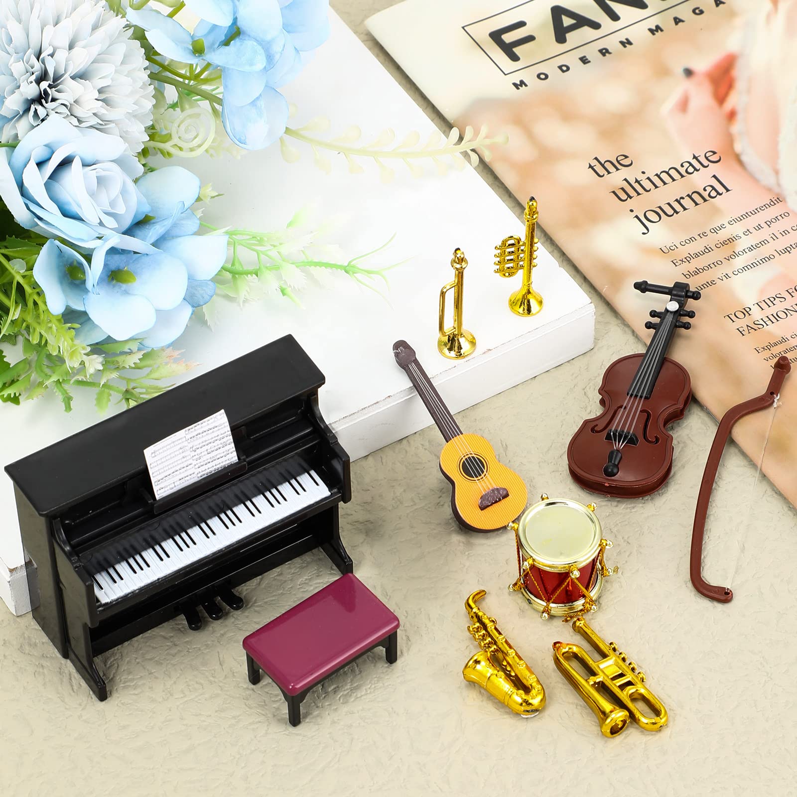 Foto 6 pulgar | Set De Instrumentos Musicales En Miniatura Skylety Para Dollhouse 1:12 - Venta Internacional.