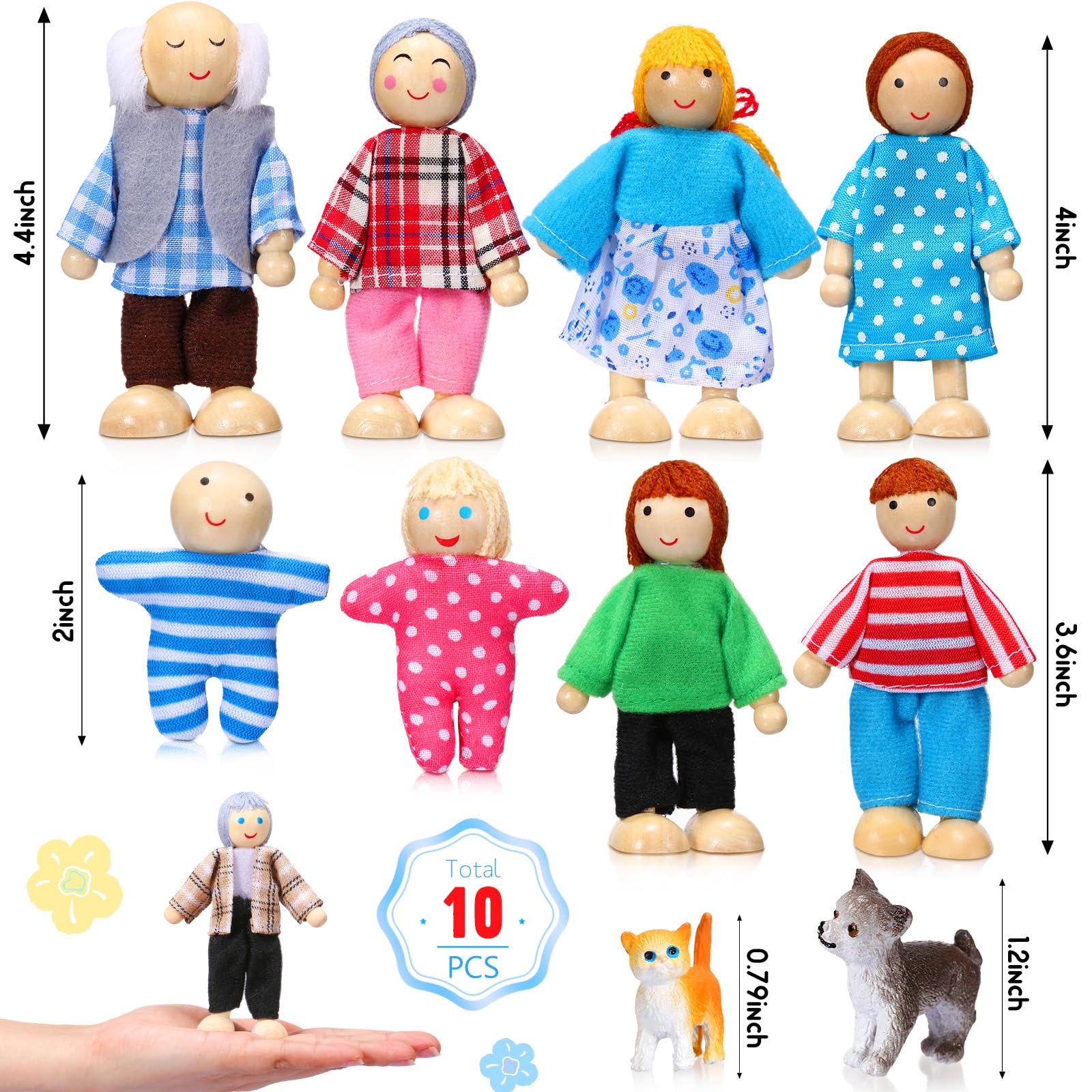 Foto 3 pulgar | Juego De Casas De Muñecas De Madera Skylety Pretty Style Con 10 Figuras - Venta Internacional.