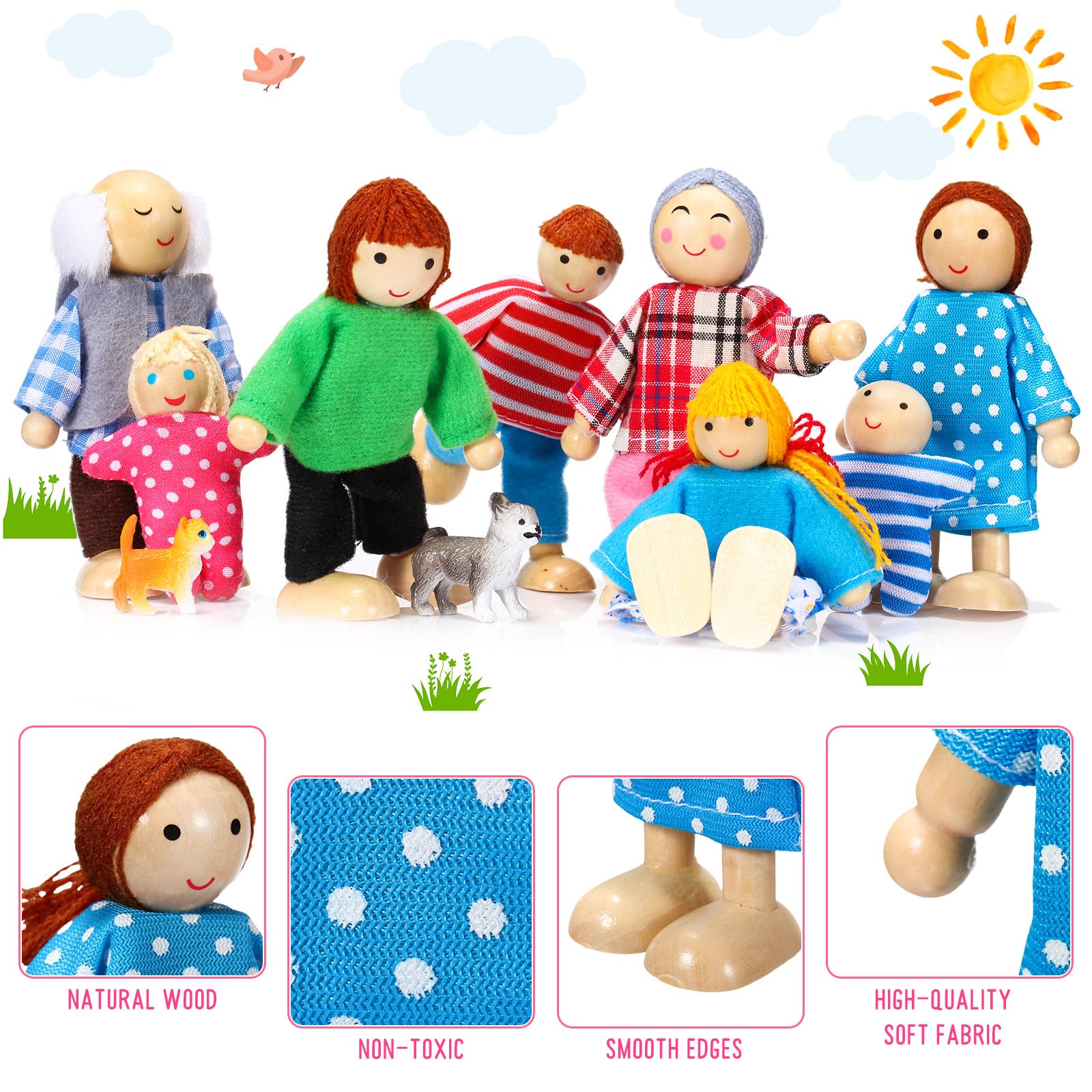 Foto 3 | Juego De Casas De Muñecas De Madera Skylety Pretty Style Con 10 Figuras - Venta Internacional.