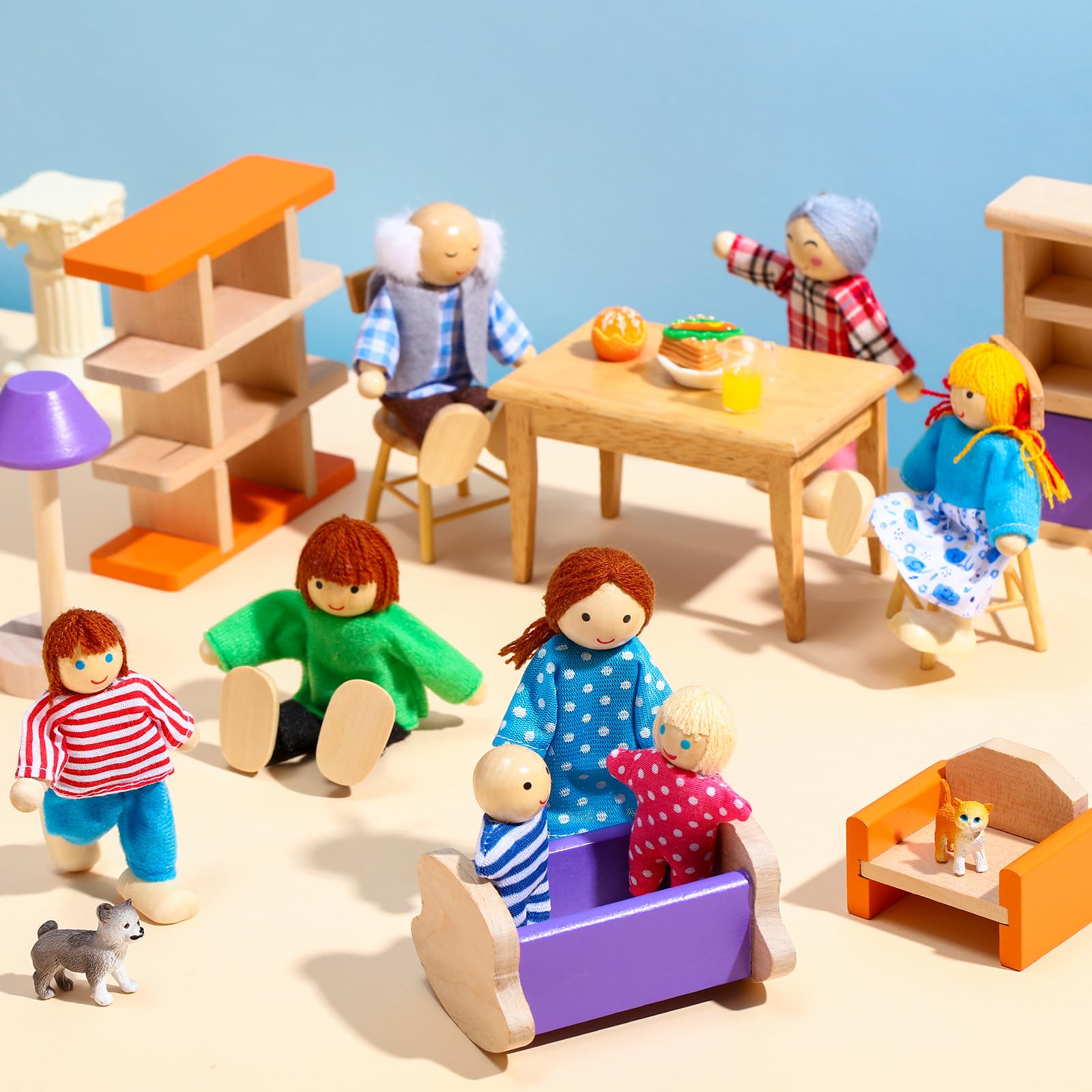 Foto 5 pulgar | Juego De Casas De Muñecas De Madera Skylety Pretty Style Con 10 Figuras - Venta Internacional.